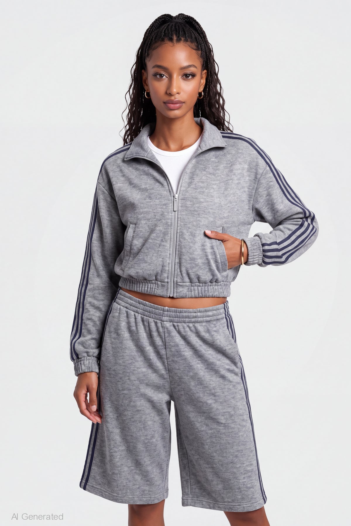 Fleece Track Jacket - Heather Grey