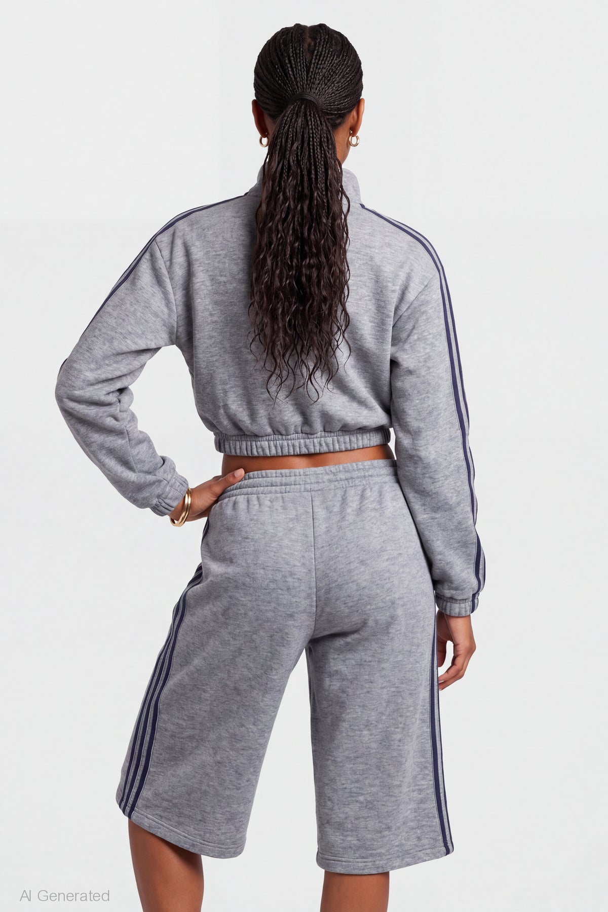 Alt View 2. Fleece Track Jacket - Heather Grey
