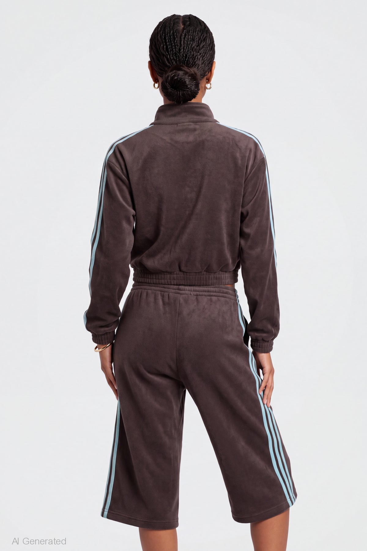 Alt View 2. Fleece Track Jacket - Brown