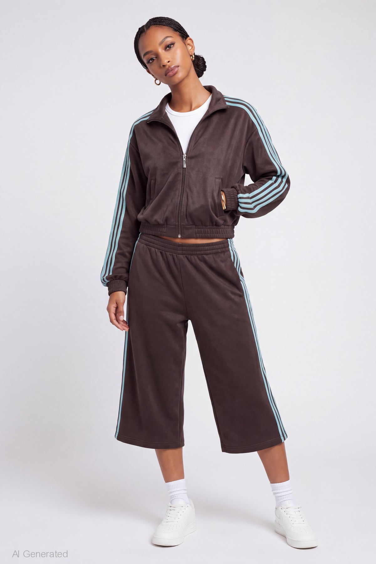 Alt View 3. Fleece Track Jacket - Brown