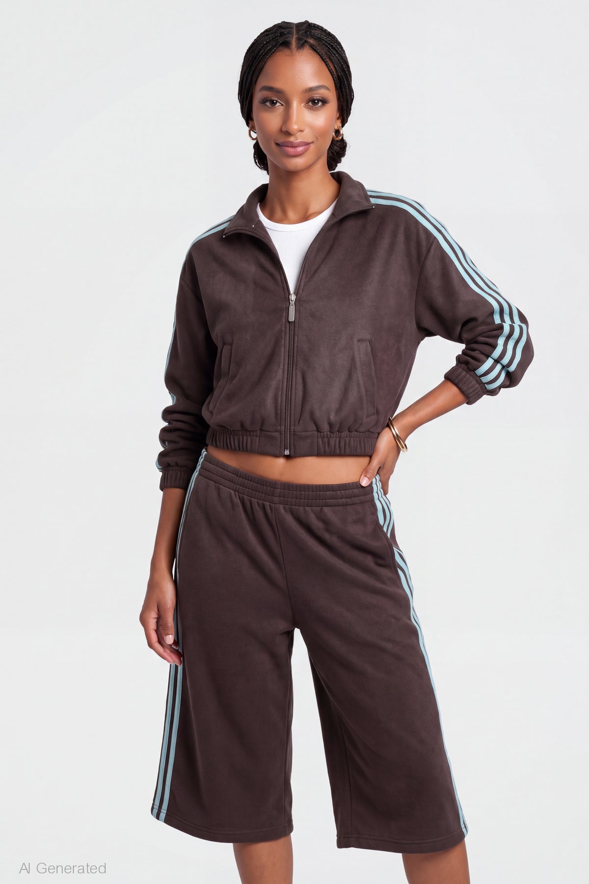 Fleece Track Jacket - Brown