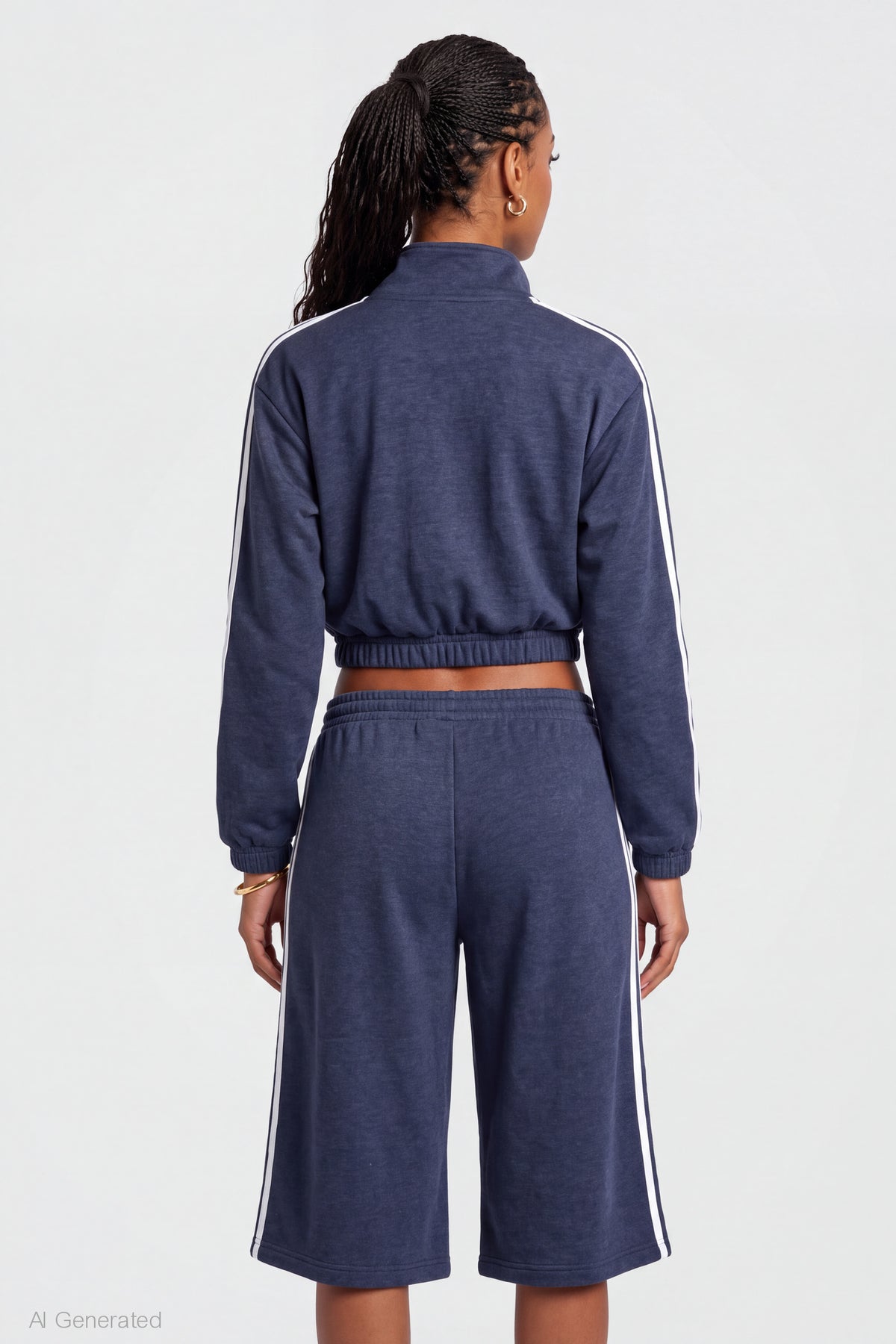 Alt View 2. Fleece Track Jacket - Navy