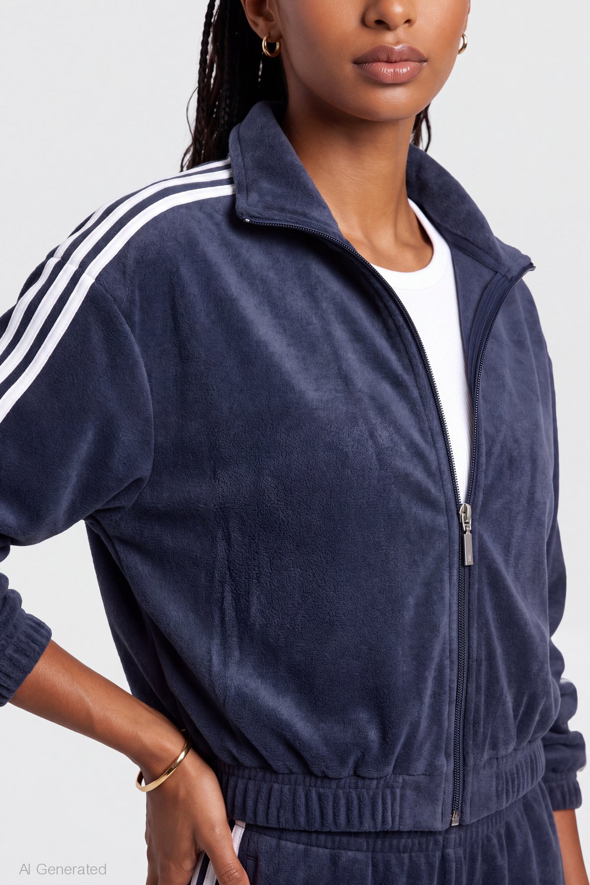 Alt View 4. Fleece Track Jacket - Navy
