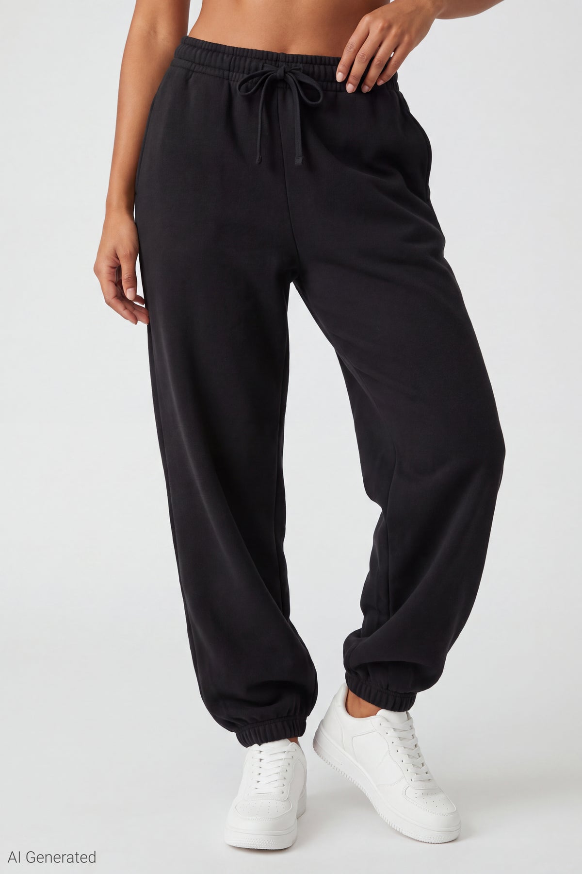 Alt View 2. Fleece Boyfriend Jogger - Black
