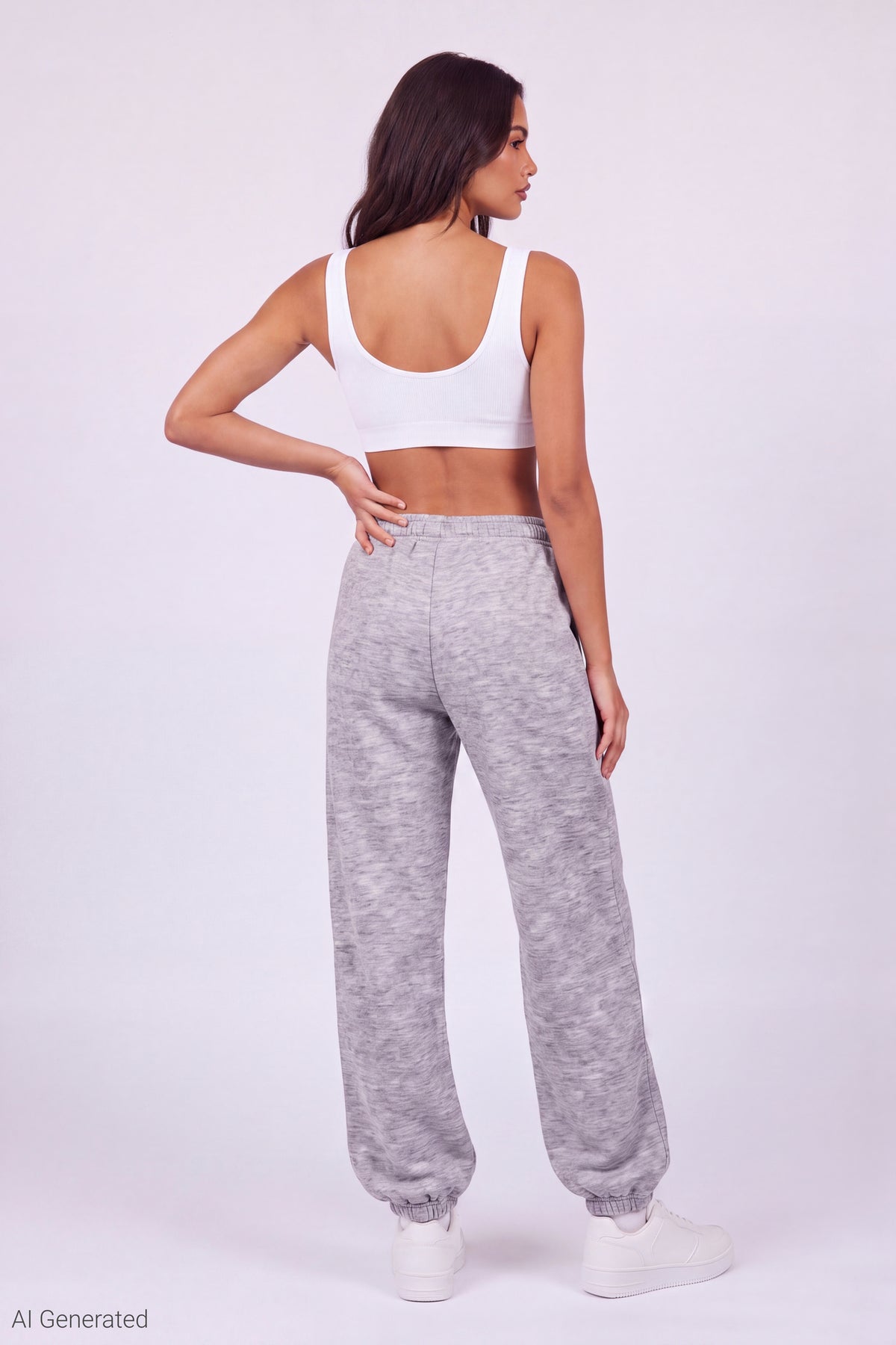 Alt View 3. Fleece Boyfriend Jogger - Heather Grey