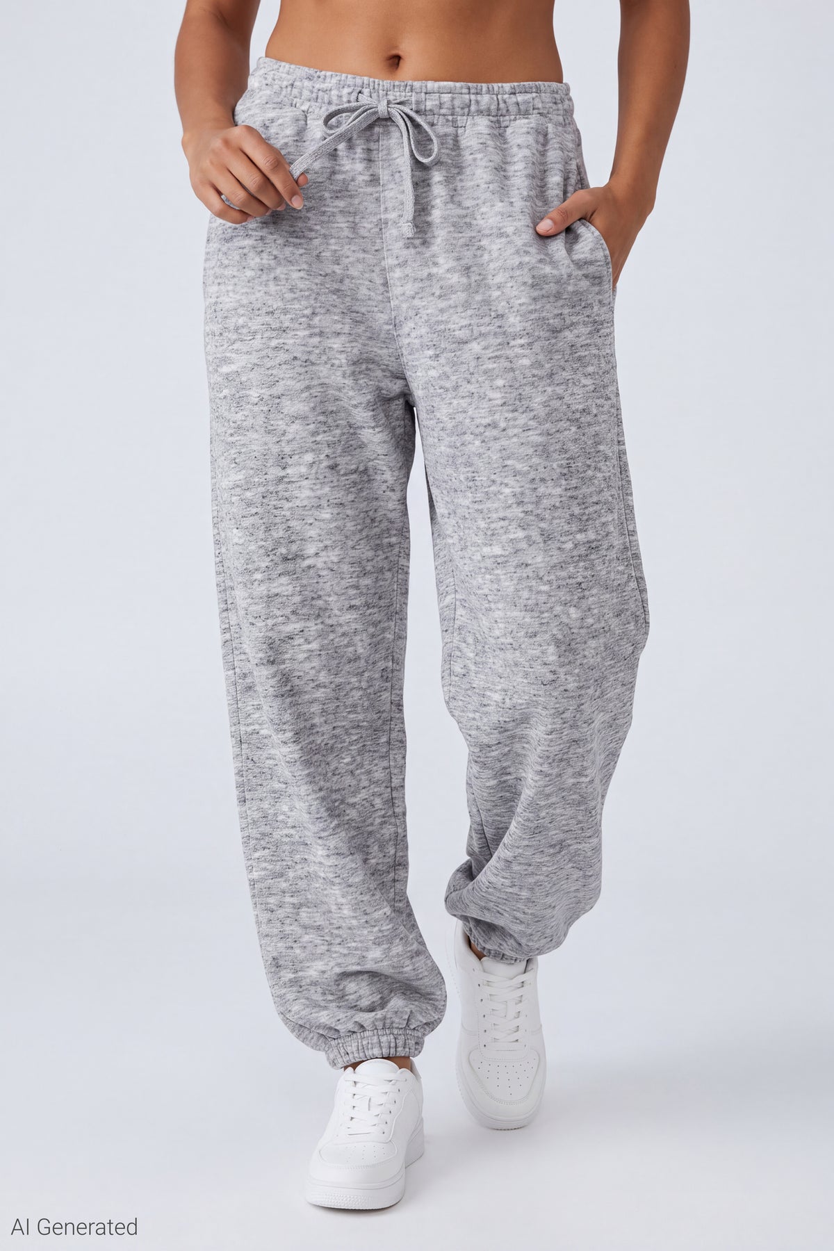 Alt View 2. Fleece Boyfriend Jogger - Heather Grey