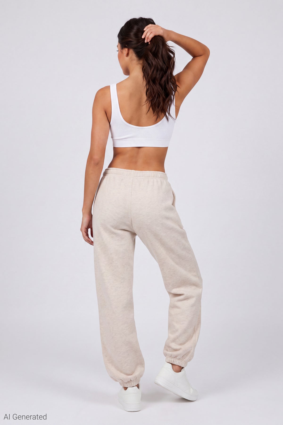 Alt View 3. Fleece Boyfriend Jogger - Oatmeal