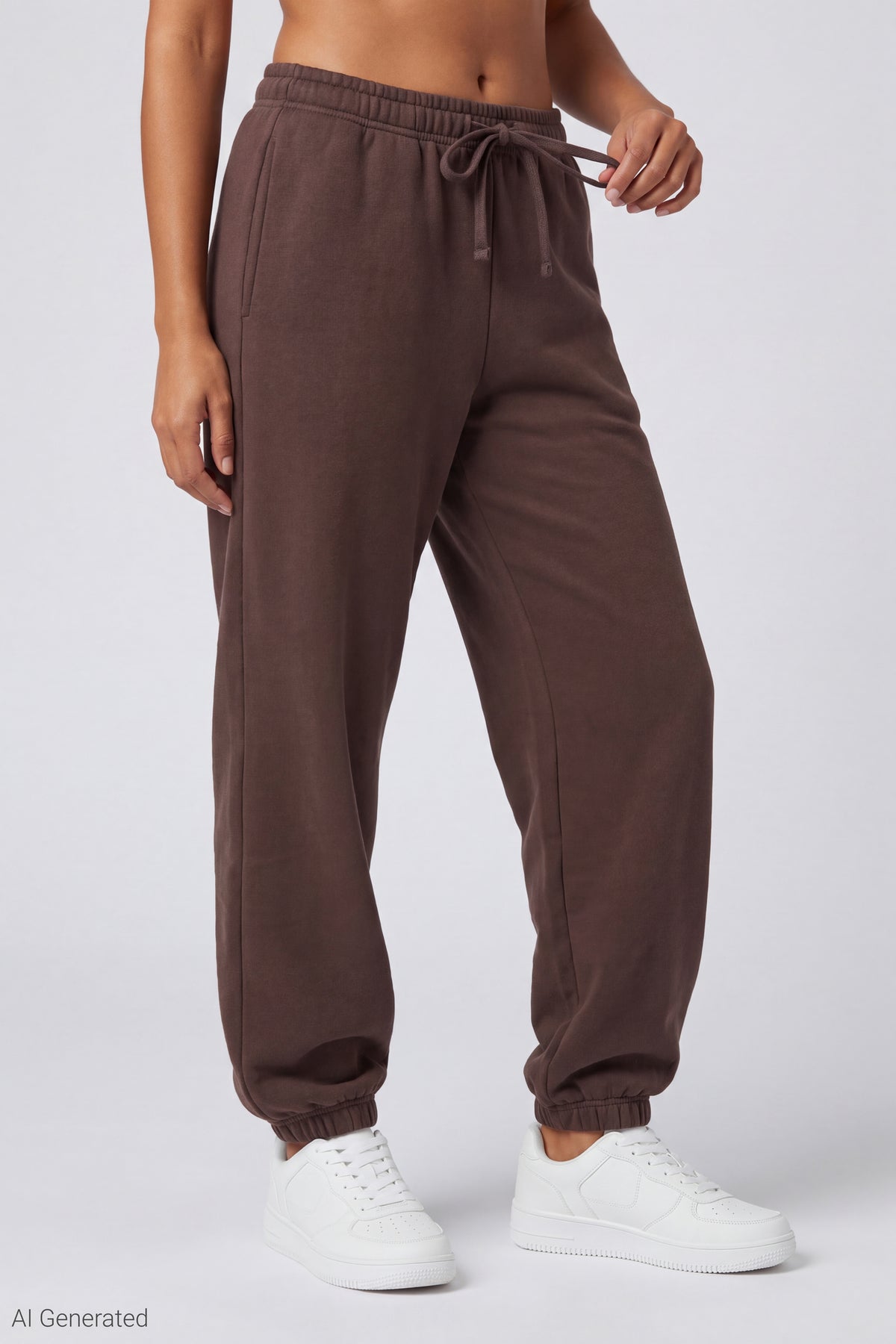 Alt View 2. Fleece Boyfriend Jogger - Brown