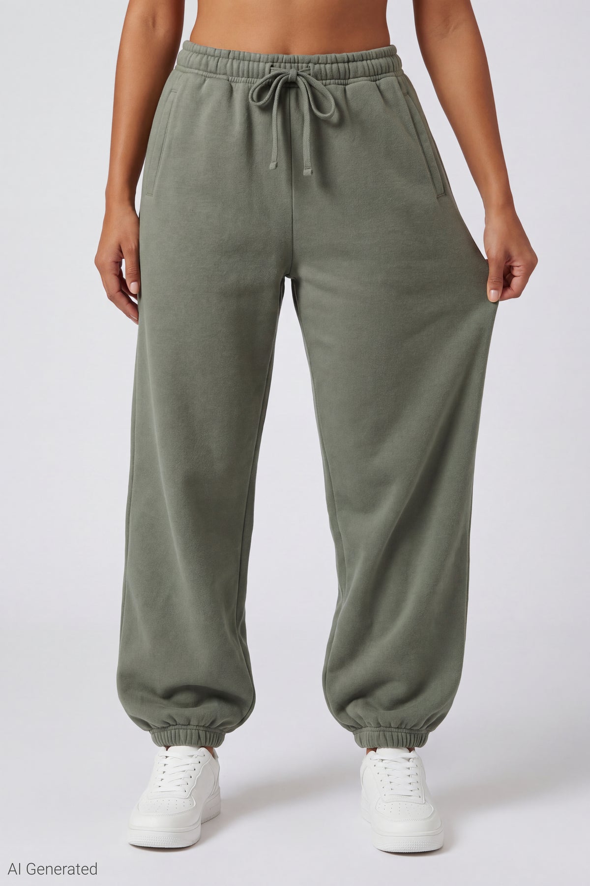 Alt View 2. Fleece Boyfriend Jogger - Green