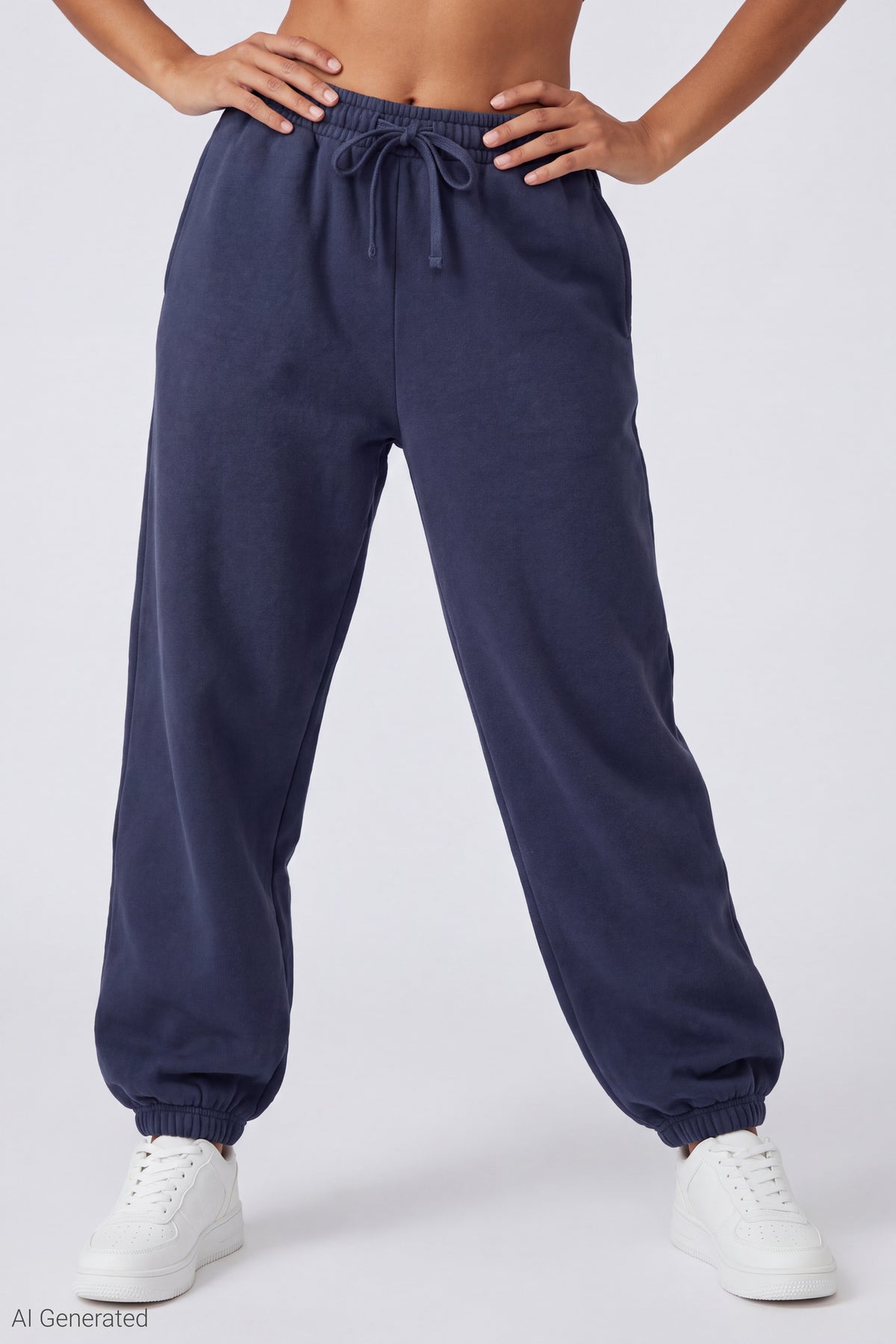 Alt View 2. Fleece Boyfriend Jogger - Navy