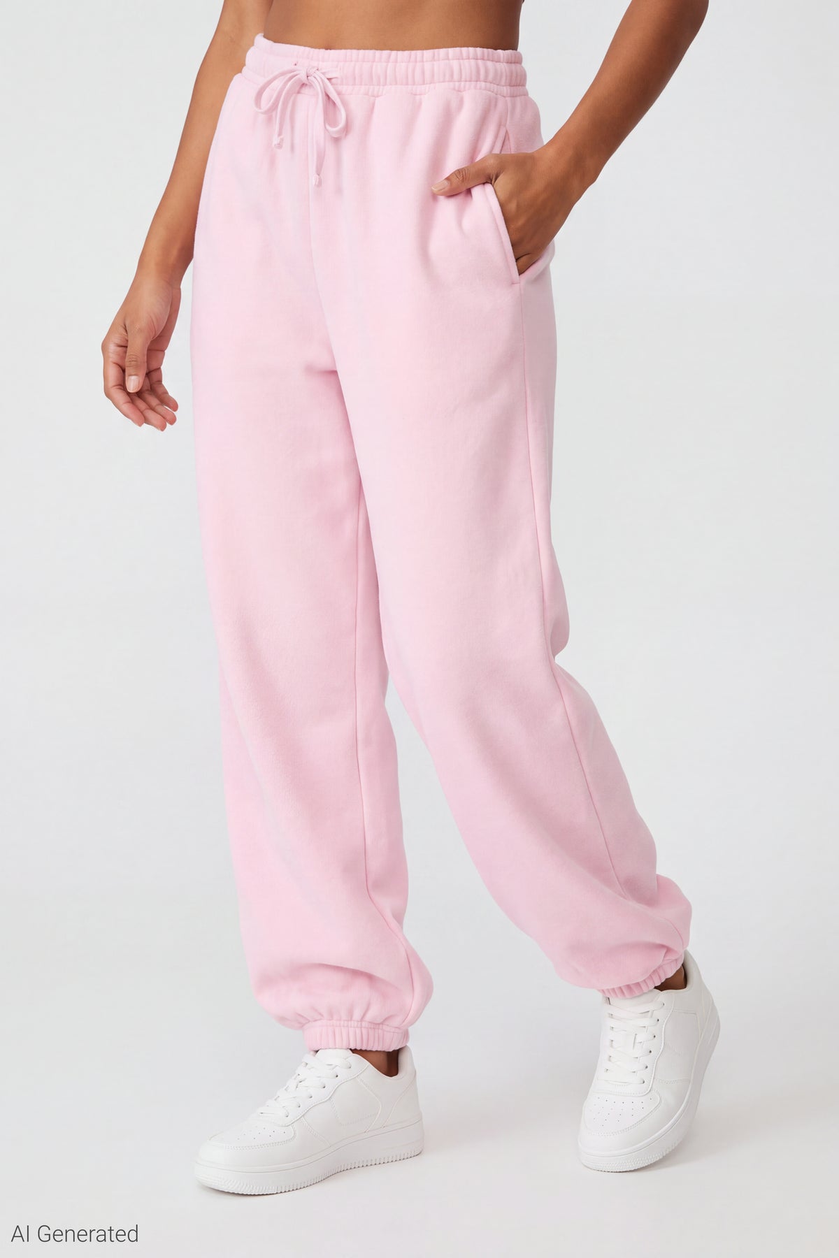Alt View 2. Fleece Boyfriend Jogger - Light Pink