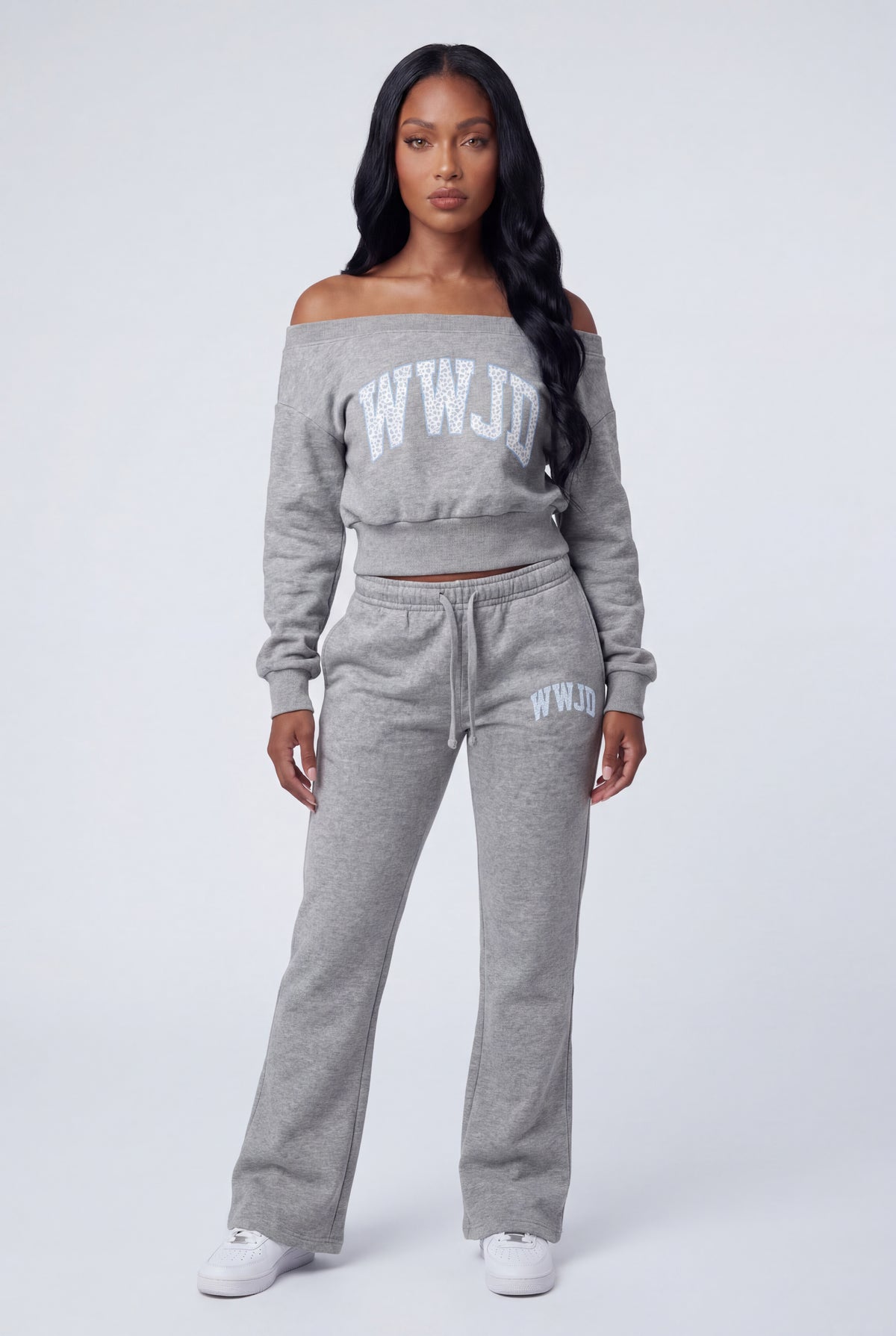 Fleece Graphic Flare Sweatpant - Heather Grey