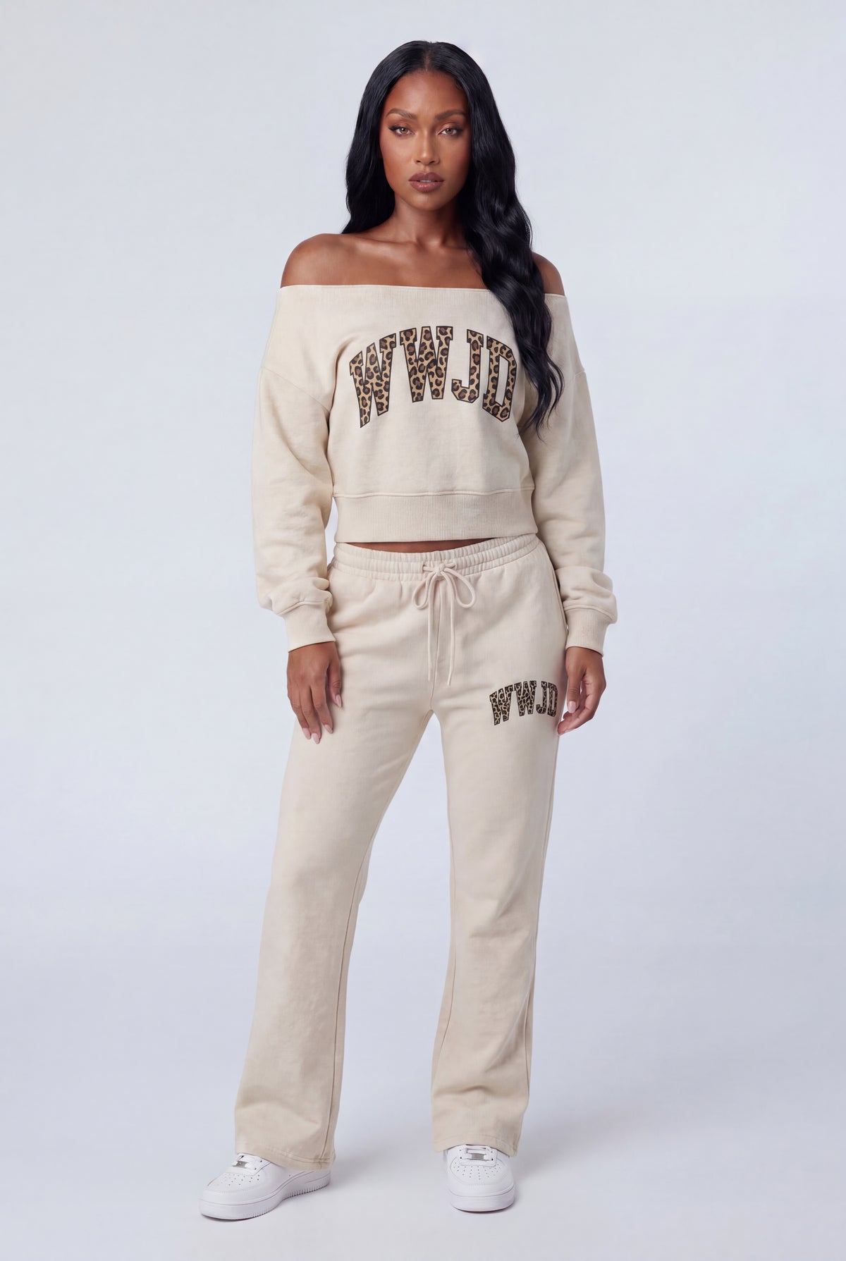 Fleece Graphic Flare Sweatpant - Oatmeal