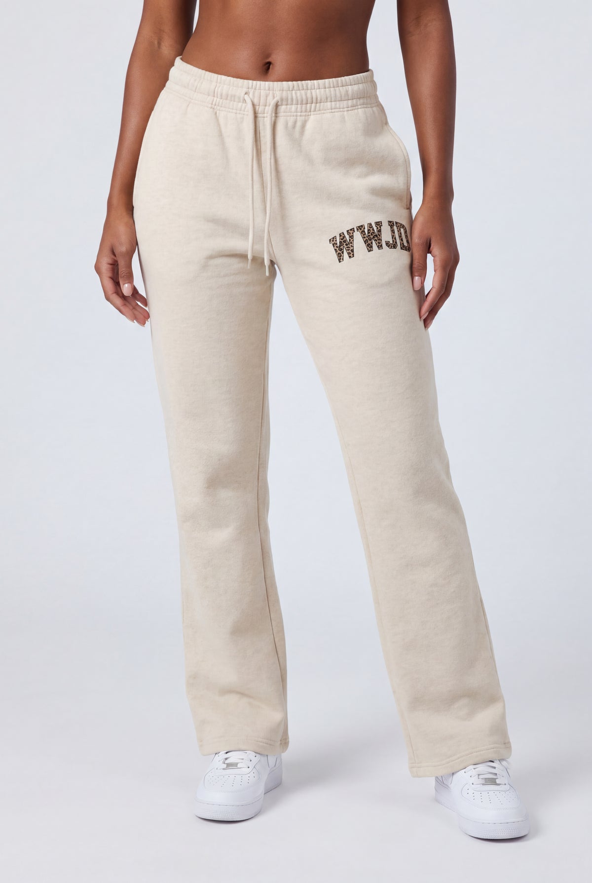 Alt View 2. Fleece Graphic Flare Sweatpant - Oatmeal
