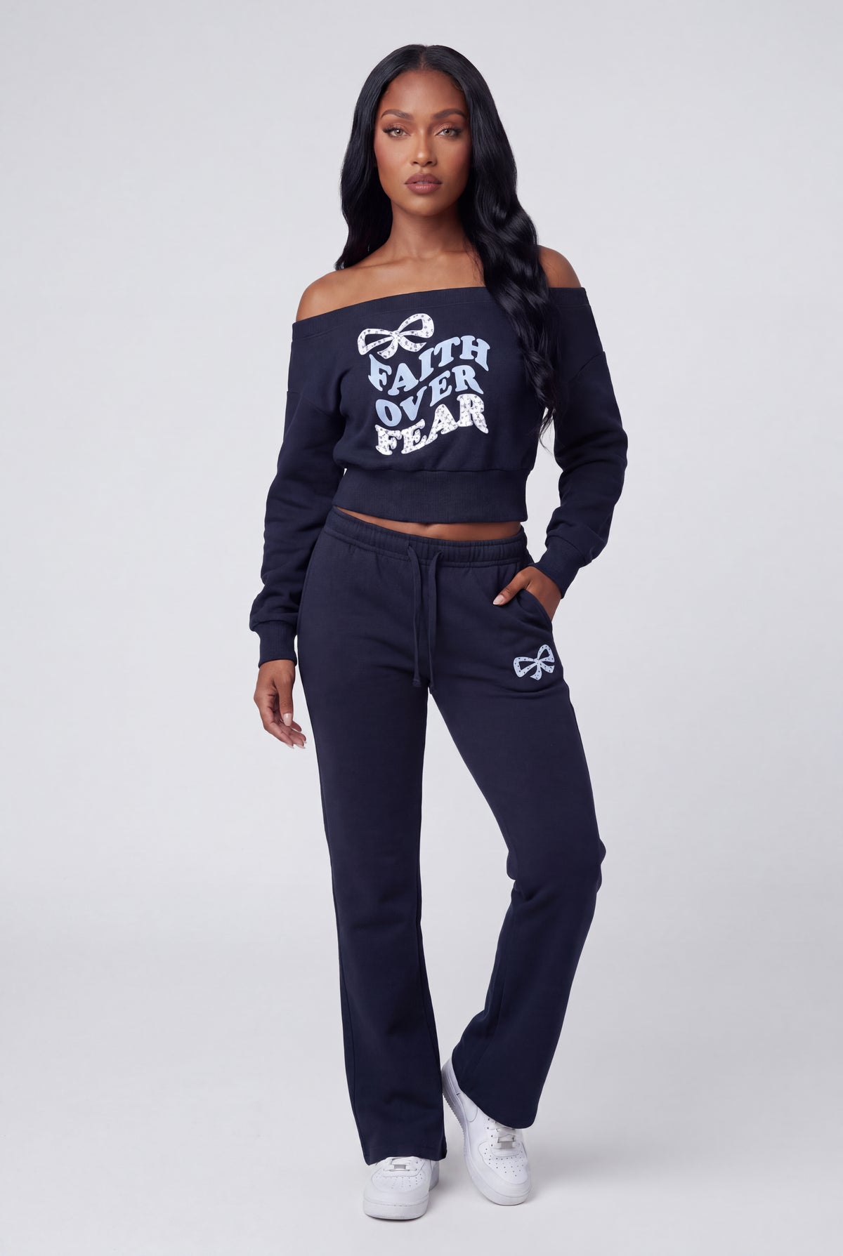 Fleece Graphic Flare Sweatpant - Navy