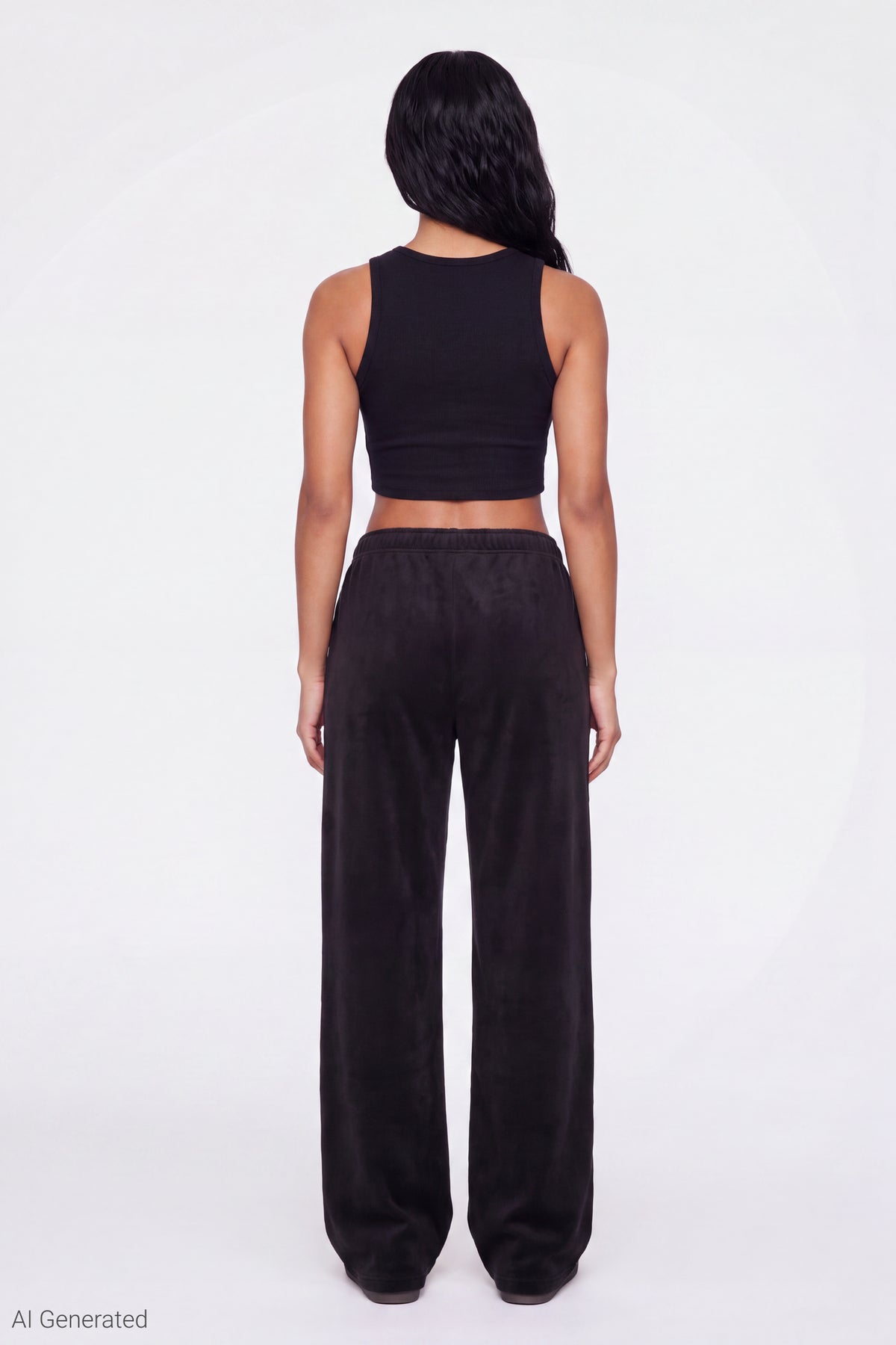 Alt View 2. Fleece Wide Leg Sweatpant - Black