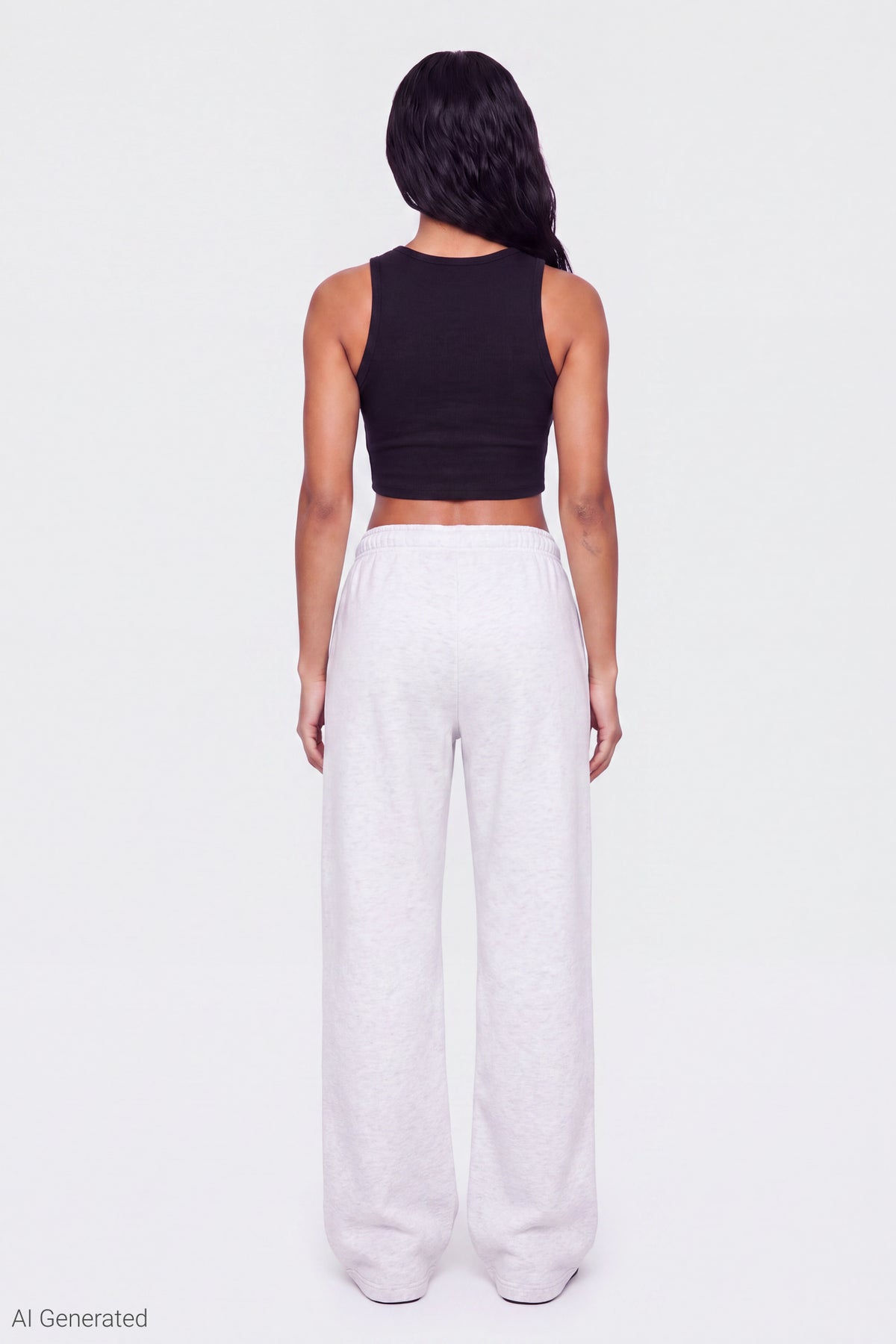 Alt View 2. Fleece Wide Leg Sweatpant - Heather Grey