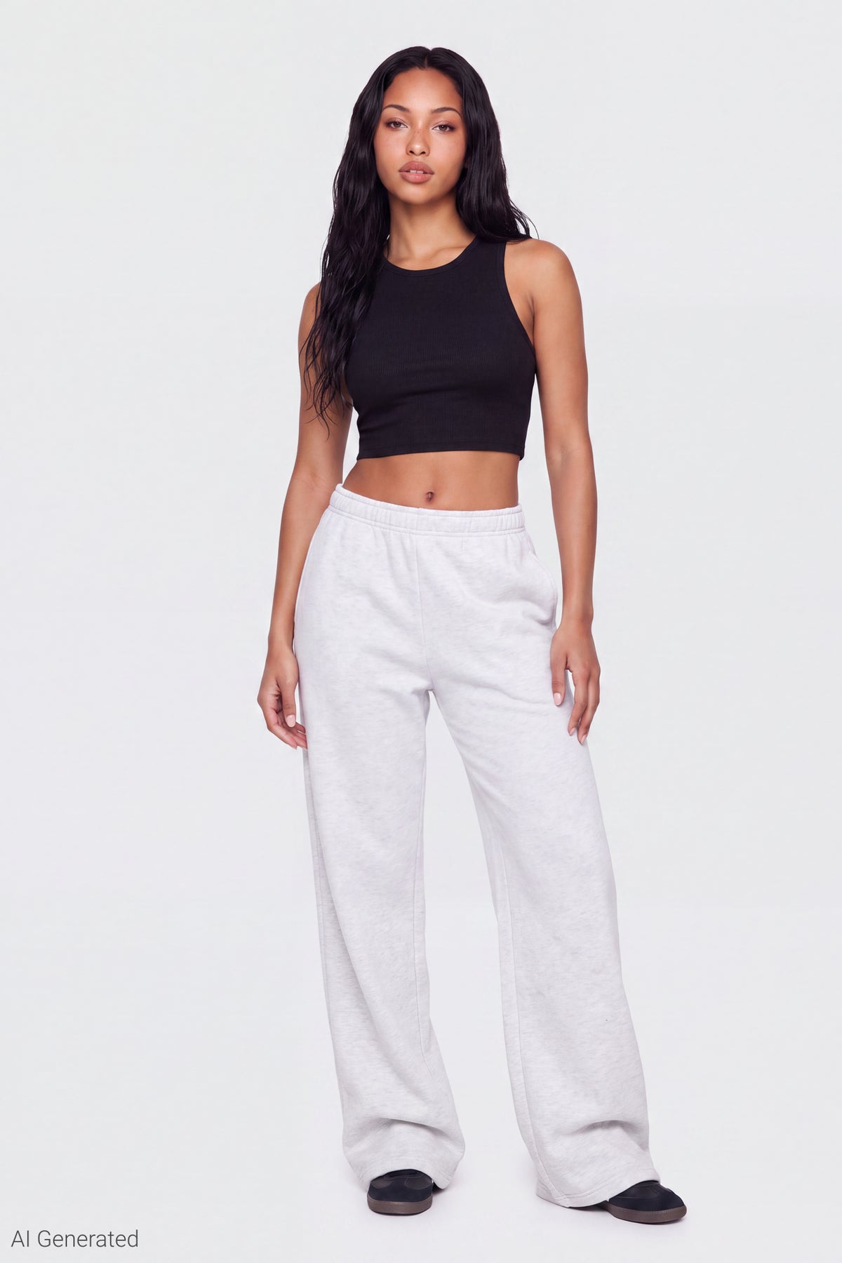 Fleece Wide Leg Sweatpant - Heather Grey