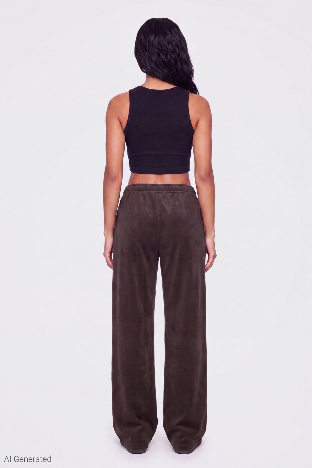Alt View 2. Fleece Wide Leg Sweatpant - Brown