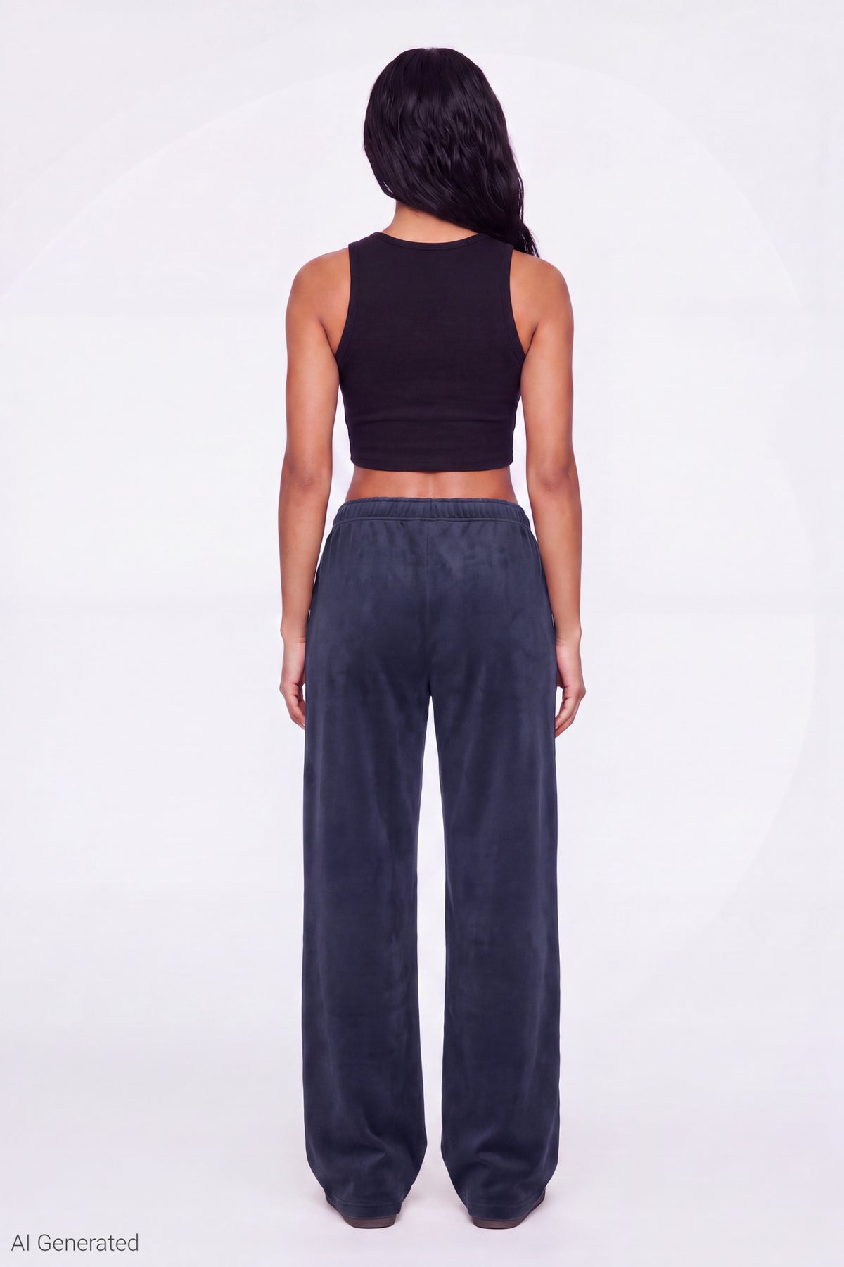 Alt View 2. Fleece Wide Leg Sweatpant - Navy