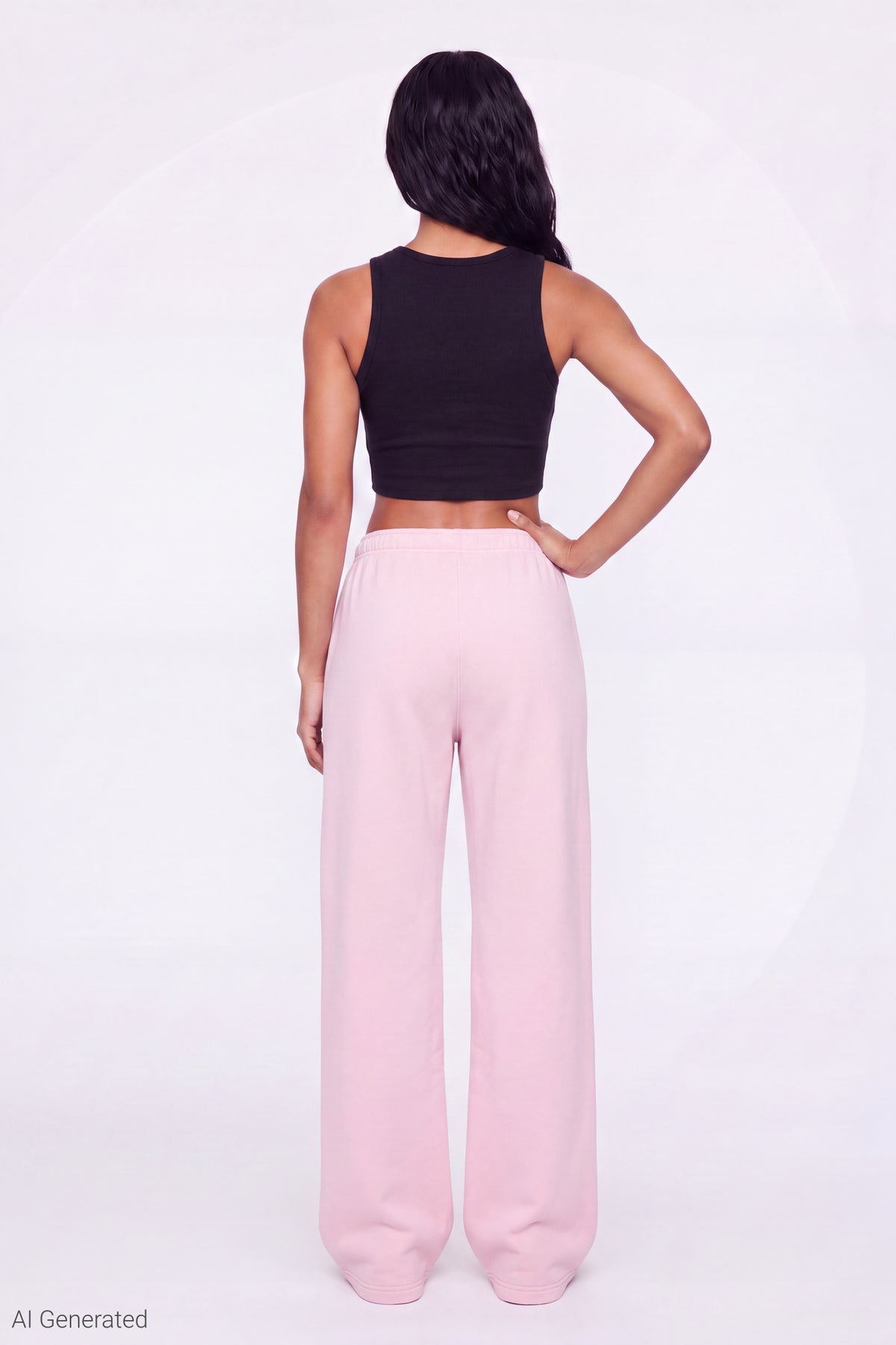 Alt View 2. Fleece Wide Leg Sweatpant - Light Pink