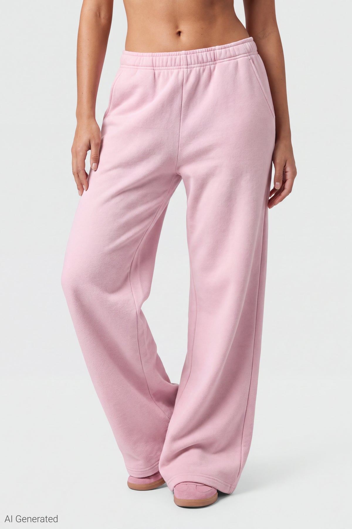 Alt View 3. Fleece Wide Leg Sweatpant - Light Pink