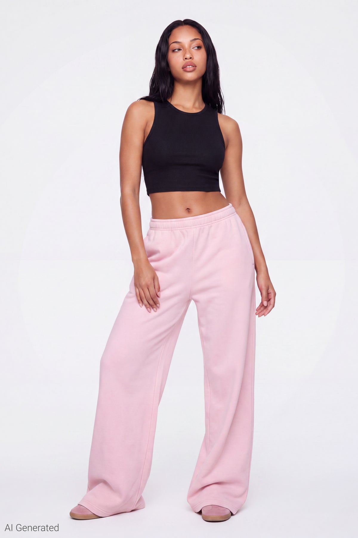 Fleece Wide Leg Sweatpant - Light Pink