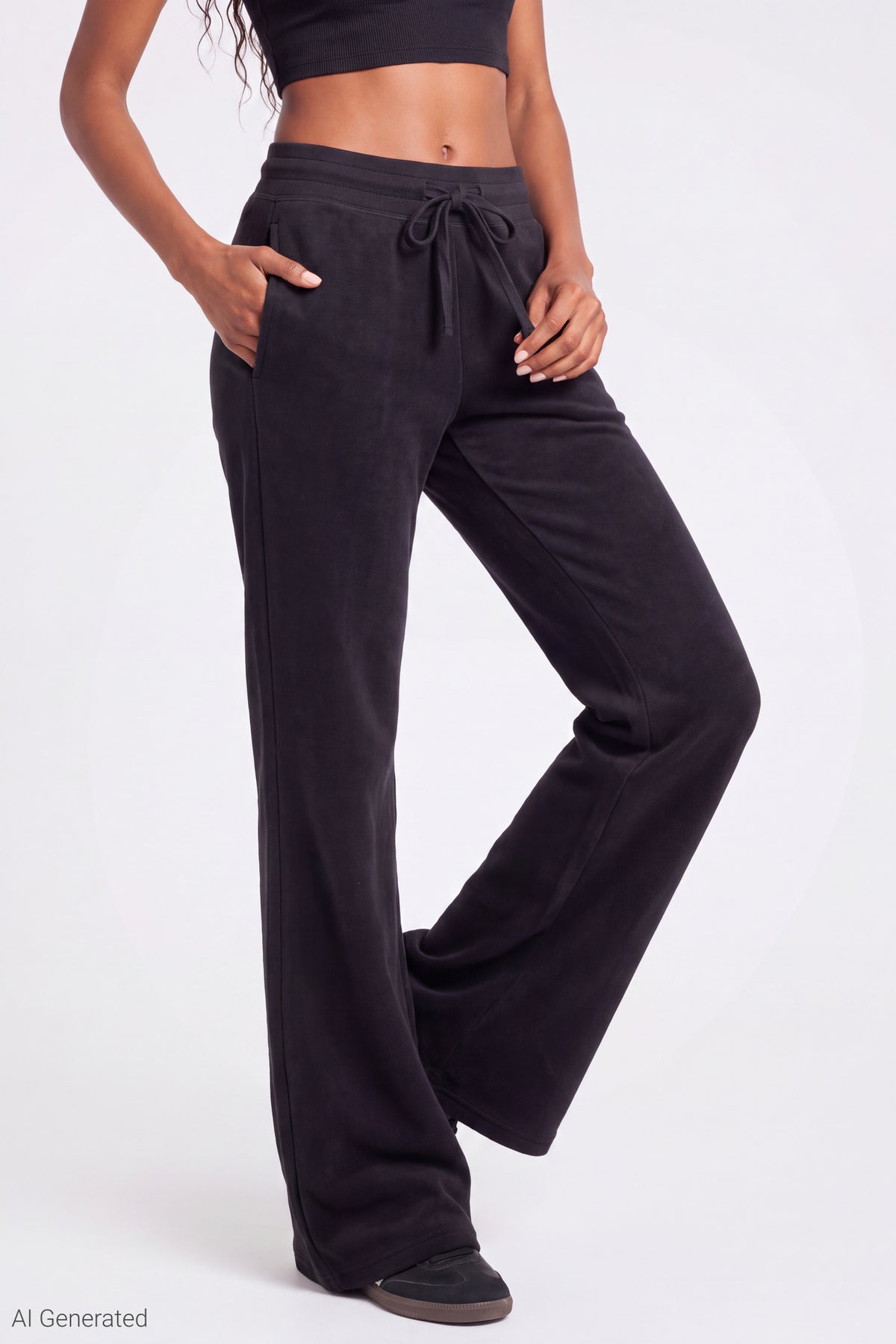 Alt View 3. Fleece Flare Sweatpant - Black