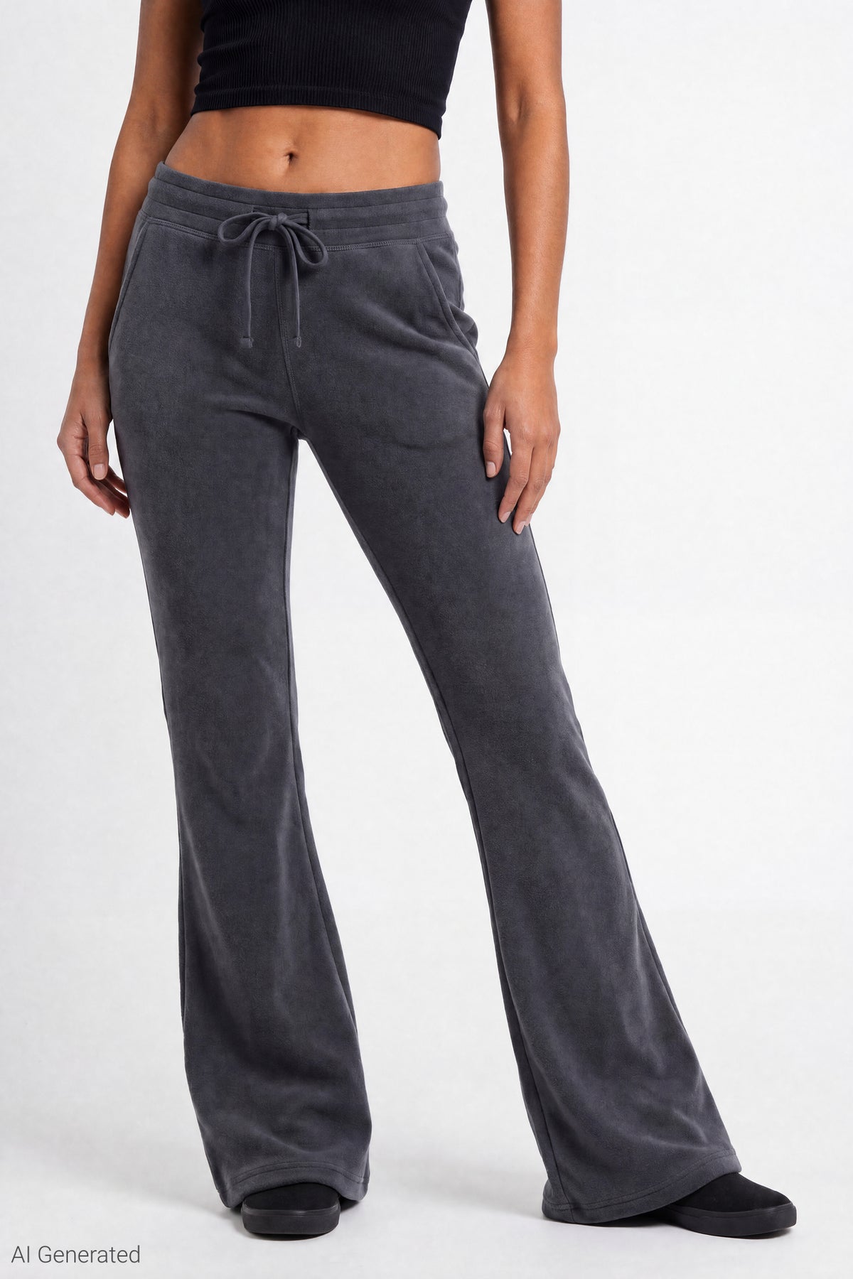 Alt View 3. Fleece Flare Sweatpant - Charcoal