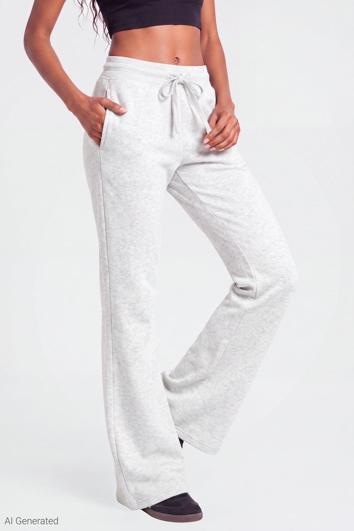 Alt View 3. Fleece Flare Sweatpant - Heather Grey
