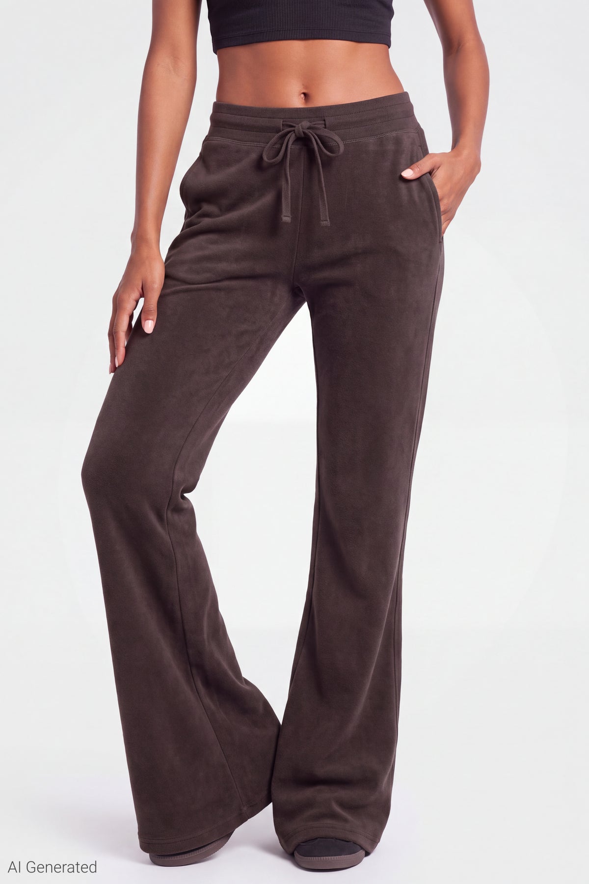 Alt View 3. Fleece Flare Sweatpant - Brown