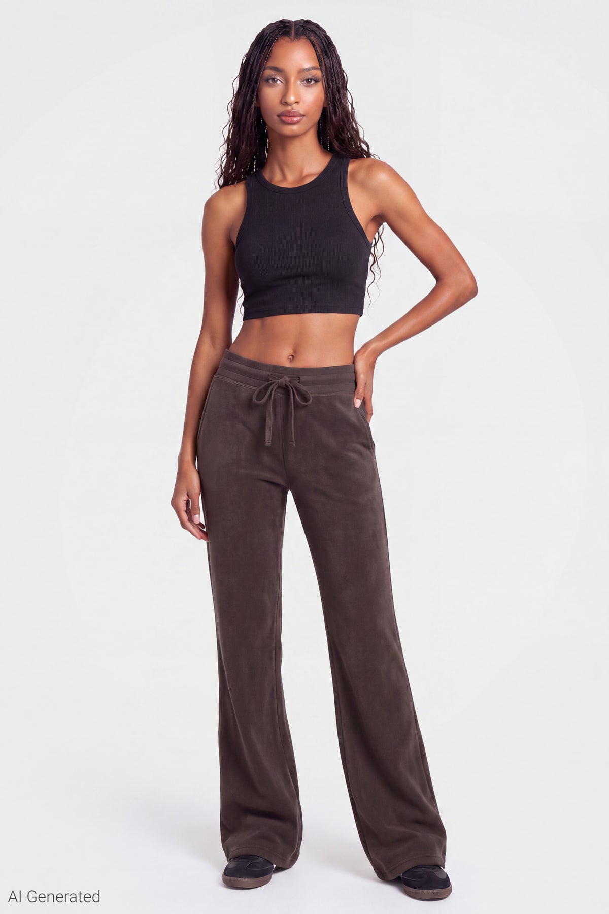 Fleece Flare Sweatpant - Brown