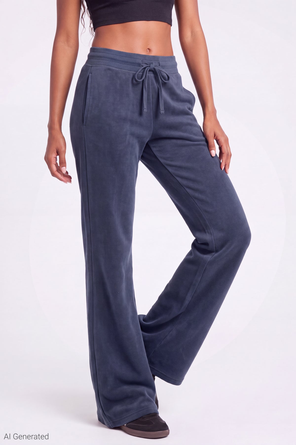 Alt View 3. Fleece Flare Sweatpant - Navy