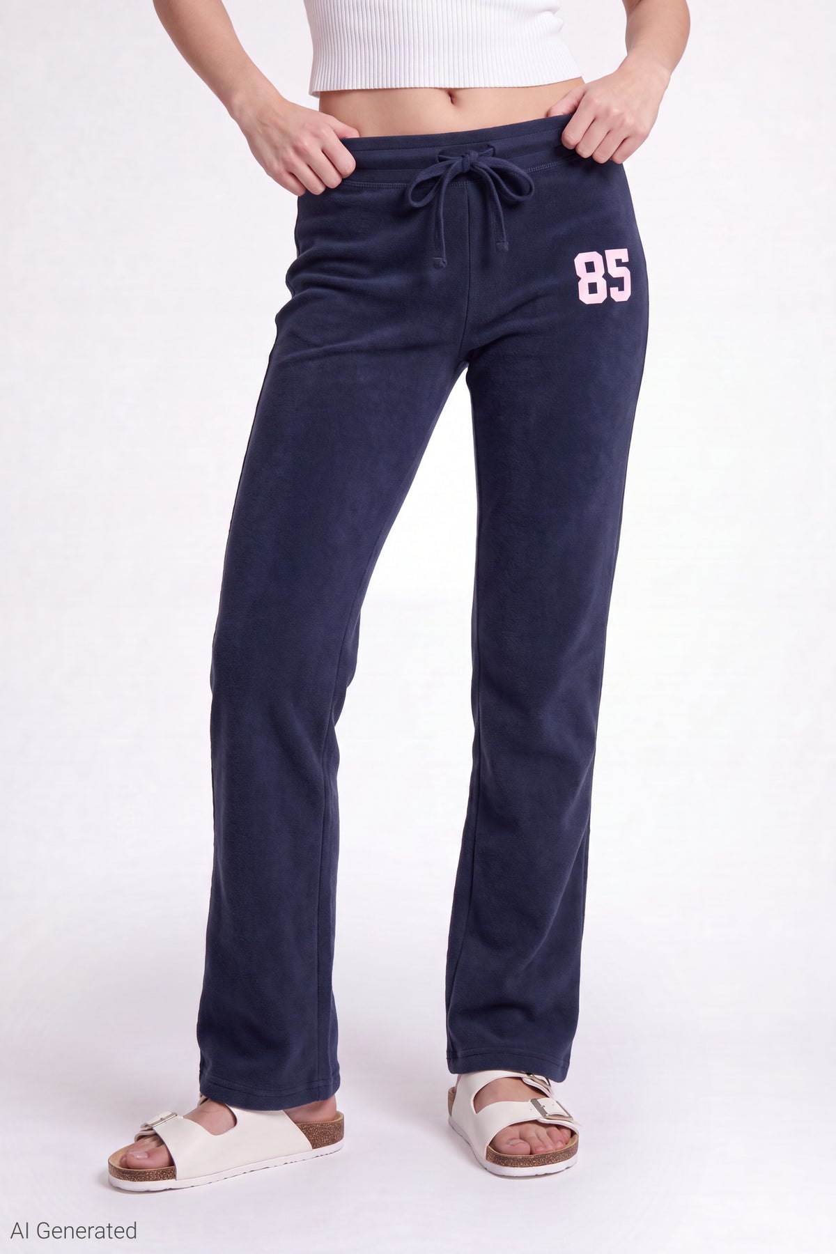 Alt View 3. Graphic Fleece Sweatpant - Navy