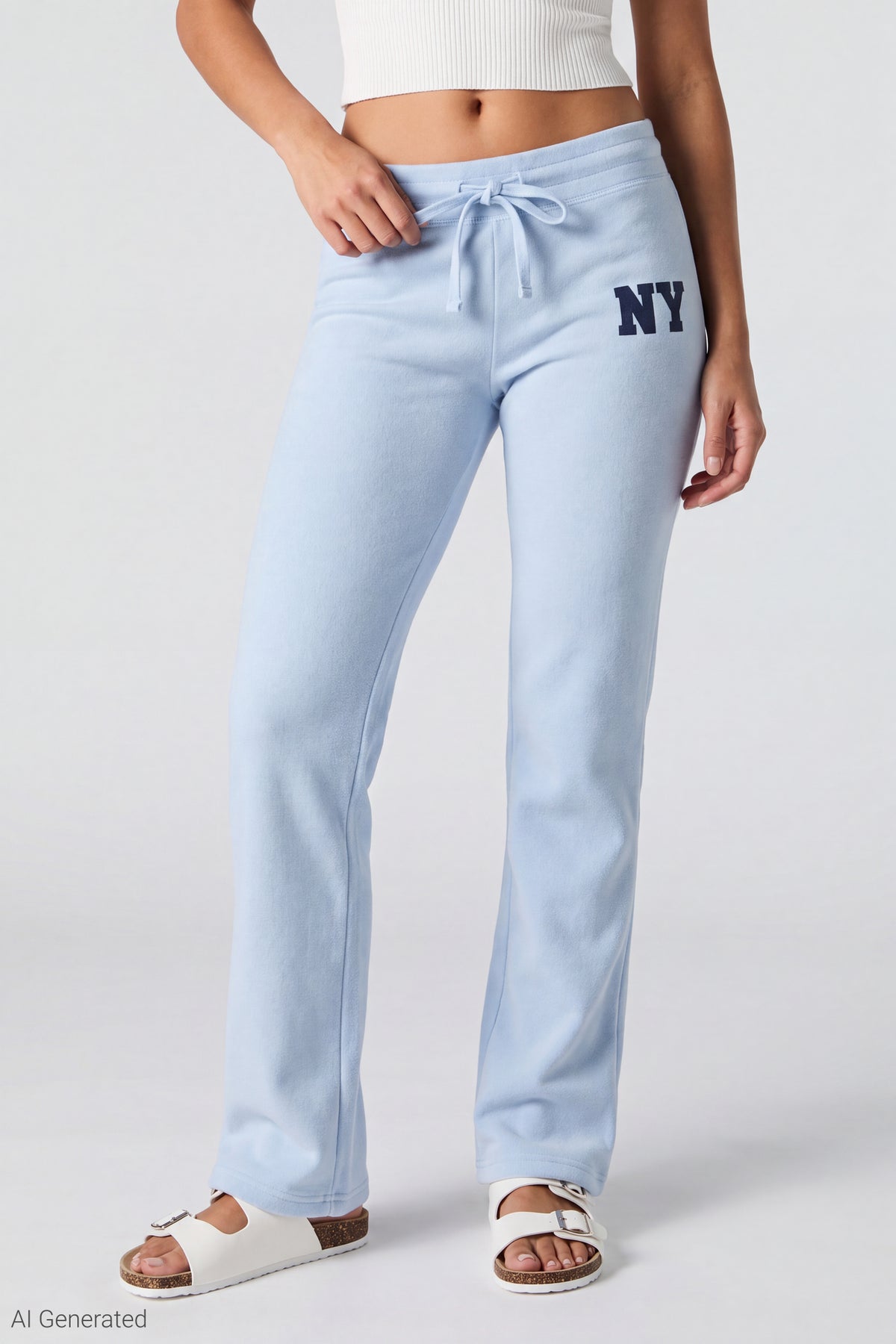 Alt View 3. Graphic Fleece Sweatpant - Baby Blue
