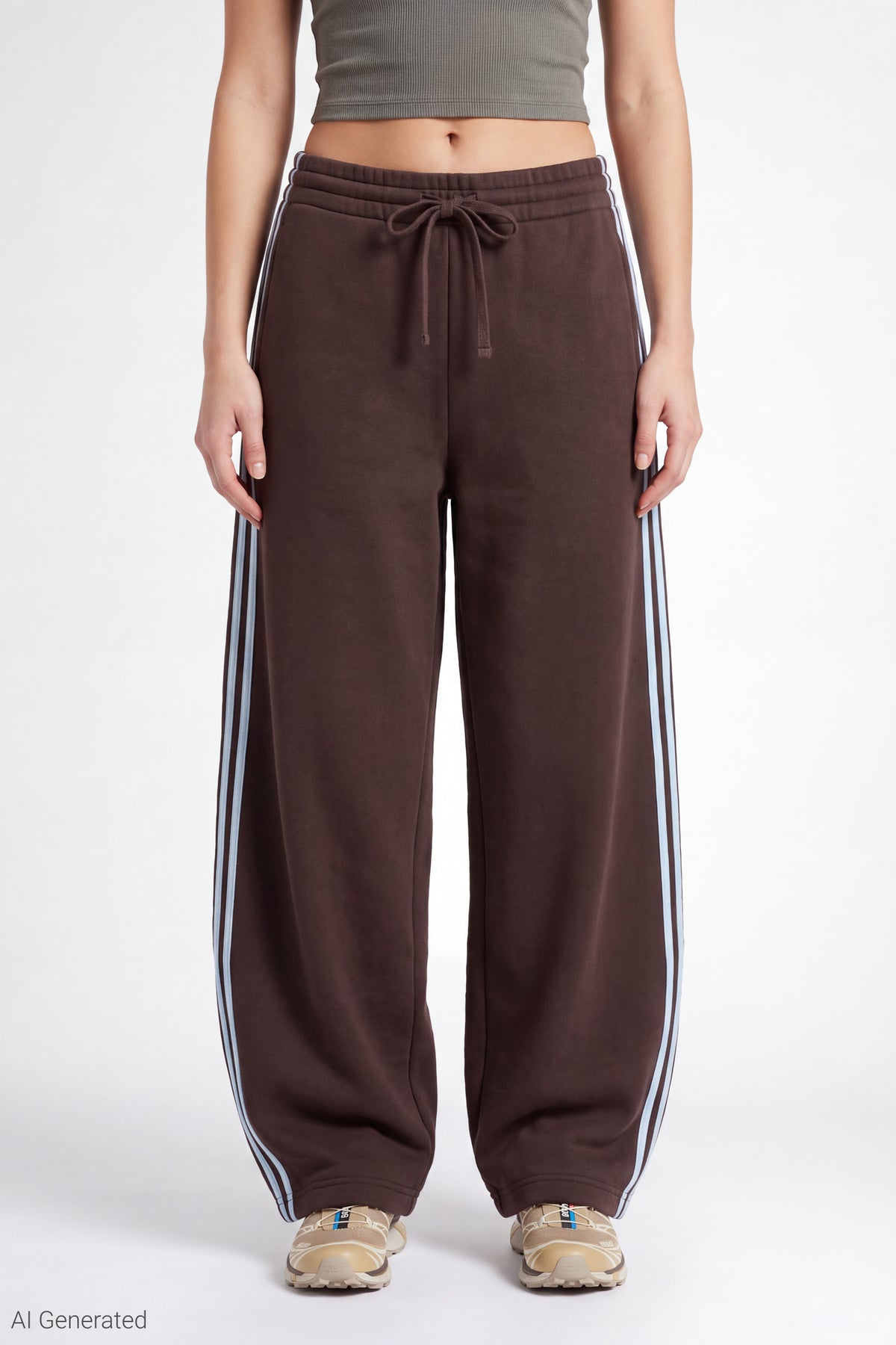 Alt View 3. Fleece Barrel Leg Sweatpant - Brown