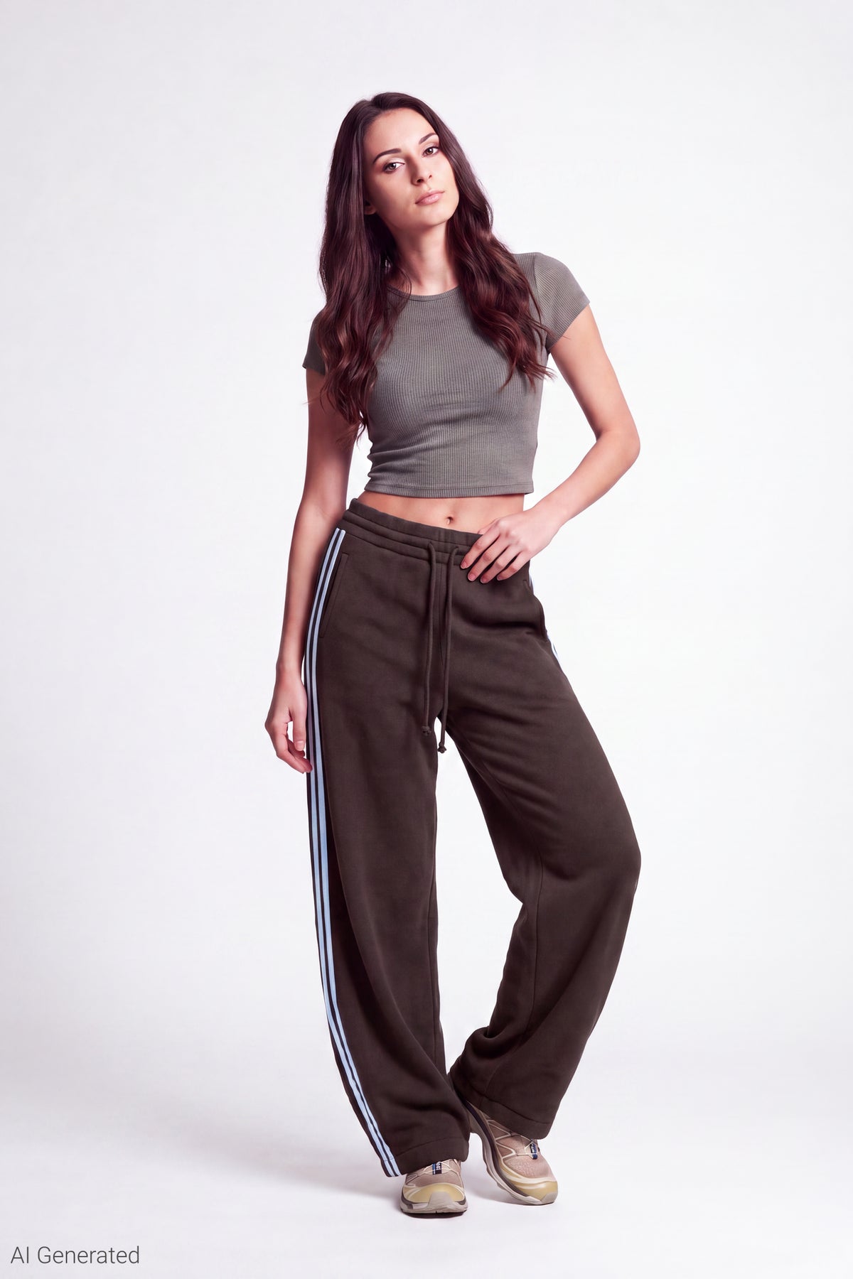 Fleece Barrel Leg Sweatpant - Brown