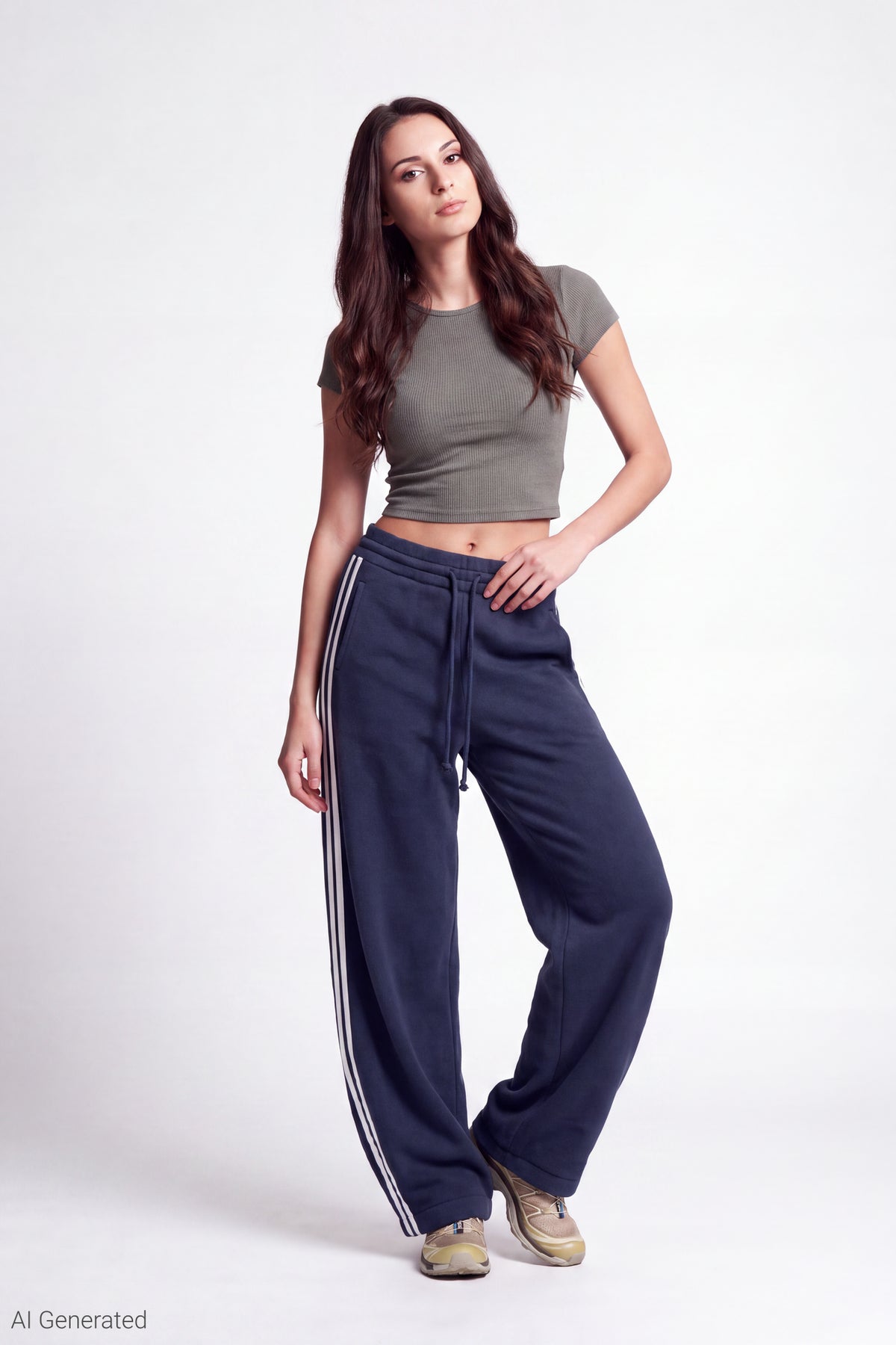 Fleece Barrel Leg Sweatpant - Dark Blue