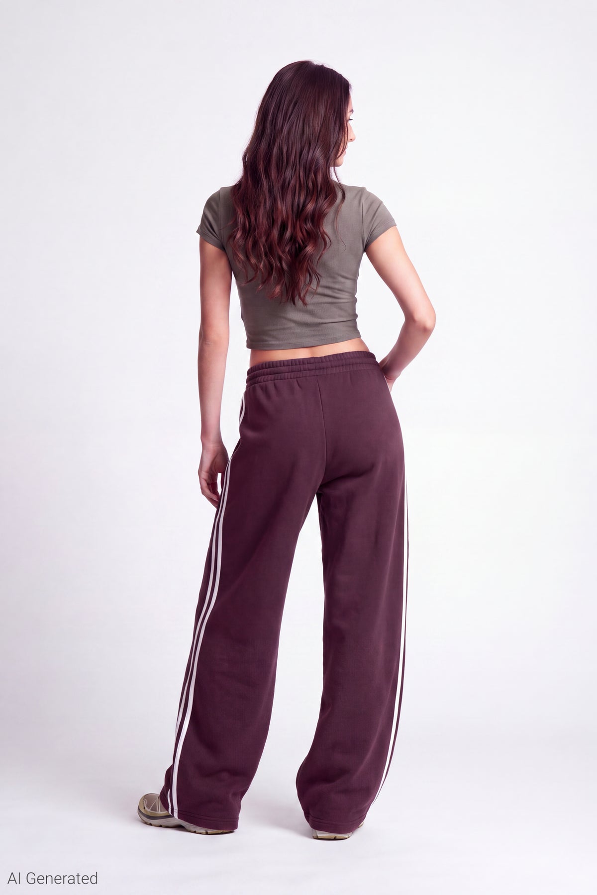 Alt View 2. Fleece Barrel Leg Sweatpant - Burgundy