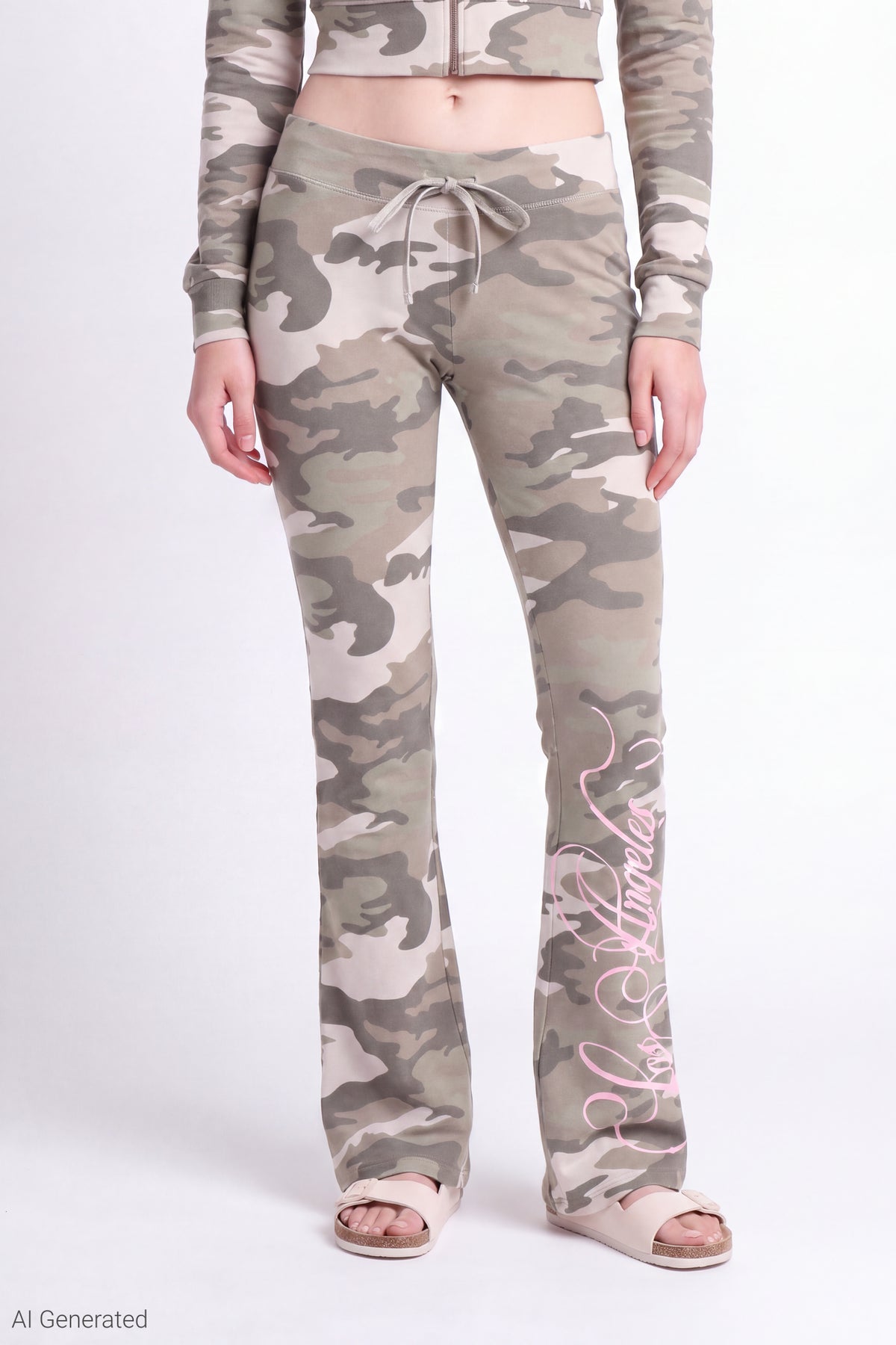 Alt View 3. Fleece Graphic Flare Sweatpant - Camouflage
