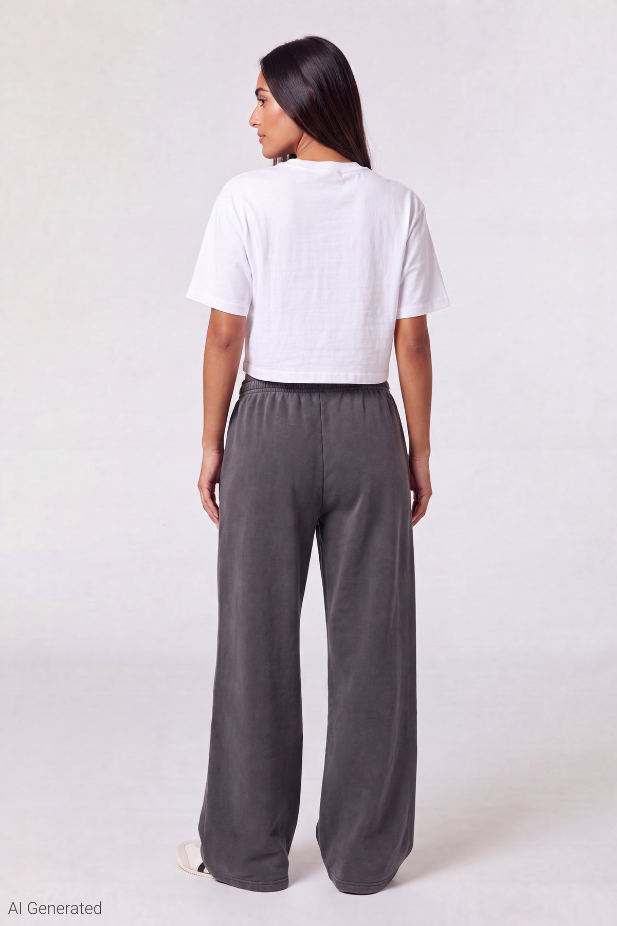 Alt View 2. Fleece Graphic Wide Leg Sweatpant - Navy