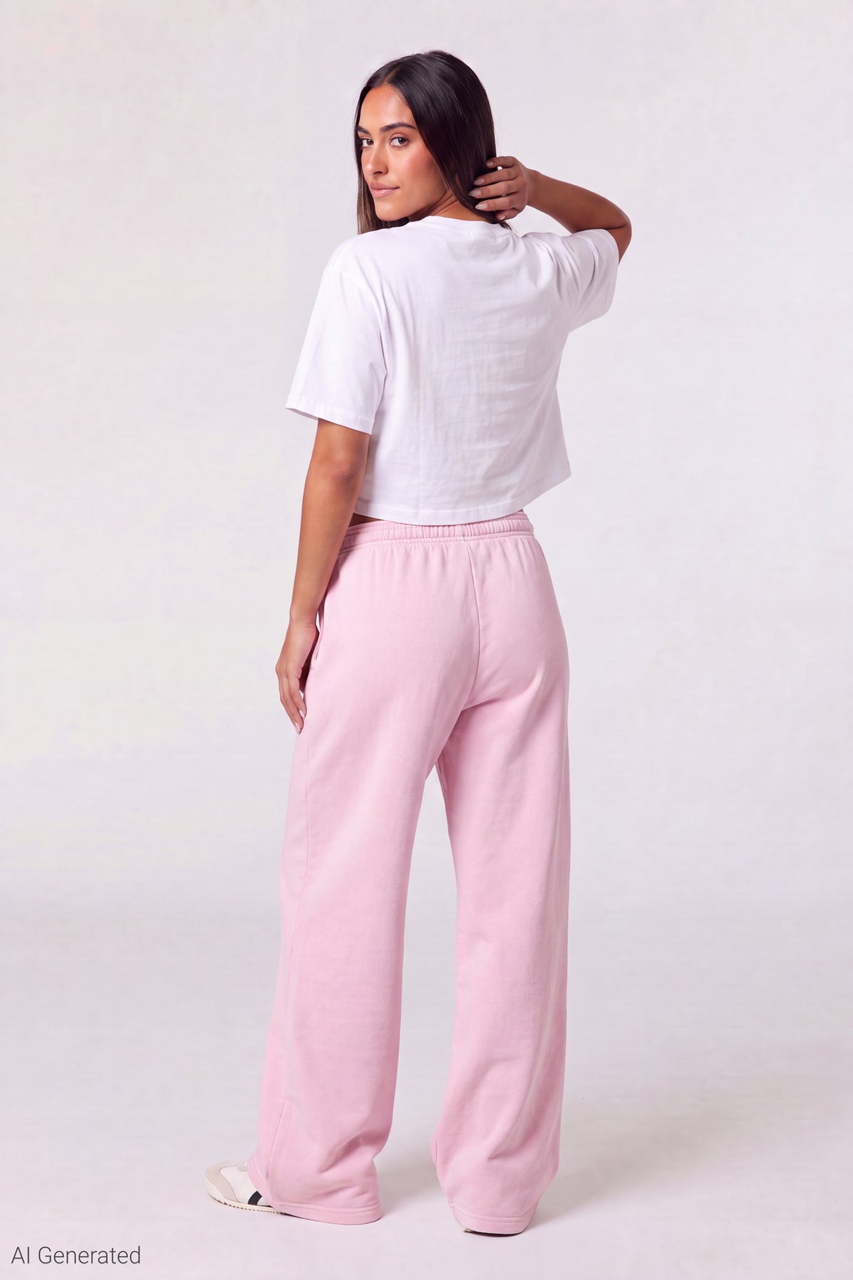 Alt View 2. Fleece Graphic Wide Leg Sweatpant - Pink