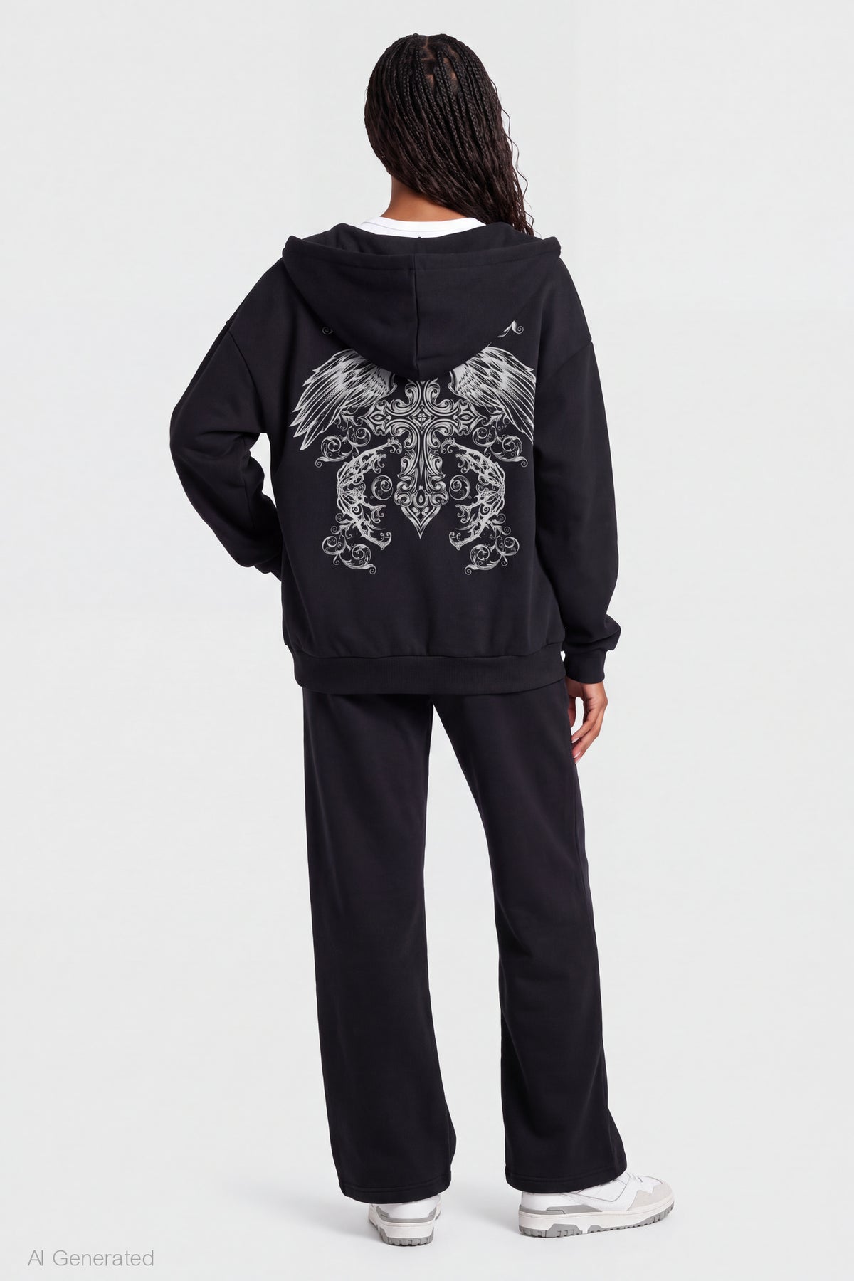 Alt View 2. Graphic Wide Leg Jogger - Black