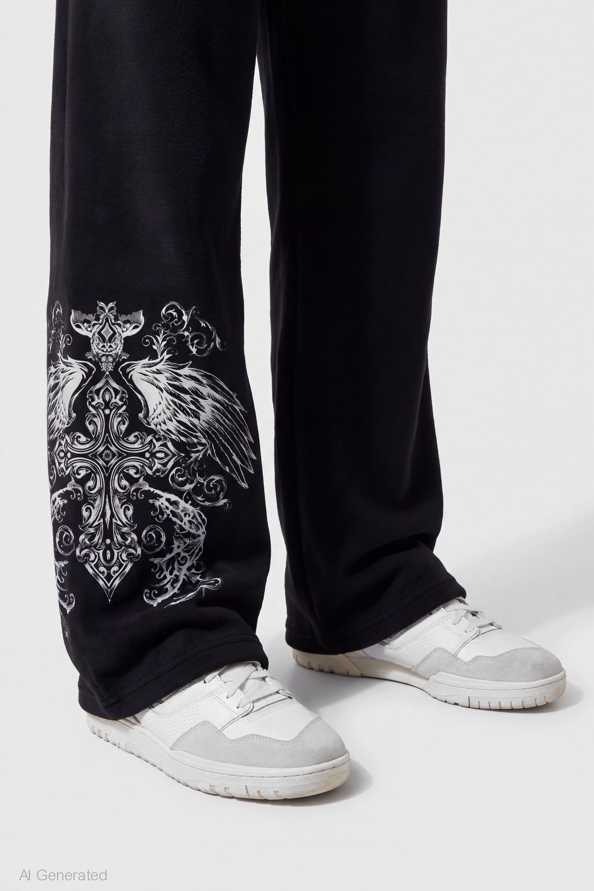 Alt View 4. Graphic Wide Leg Jogger - Black