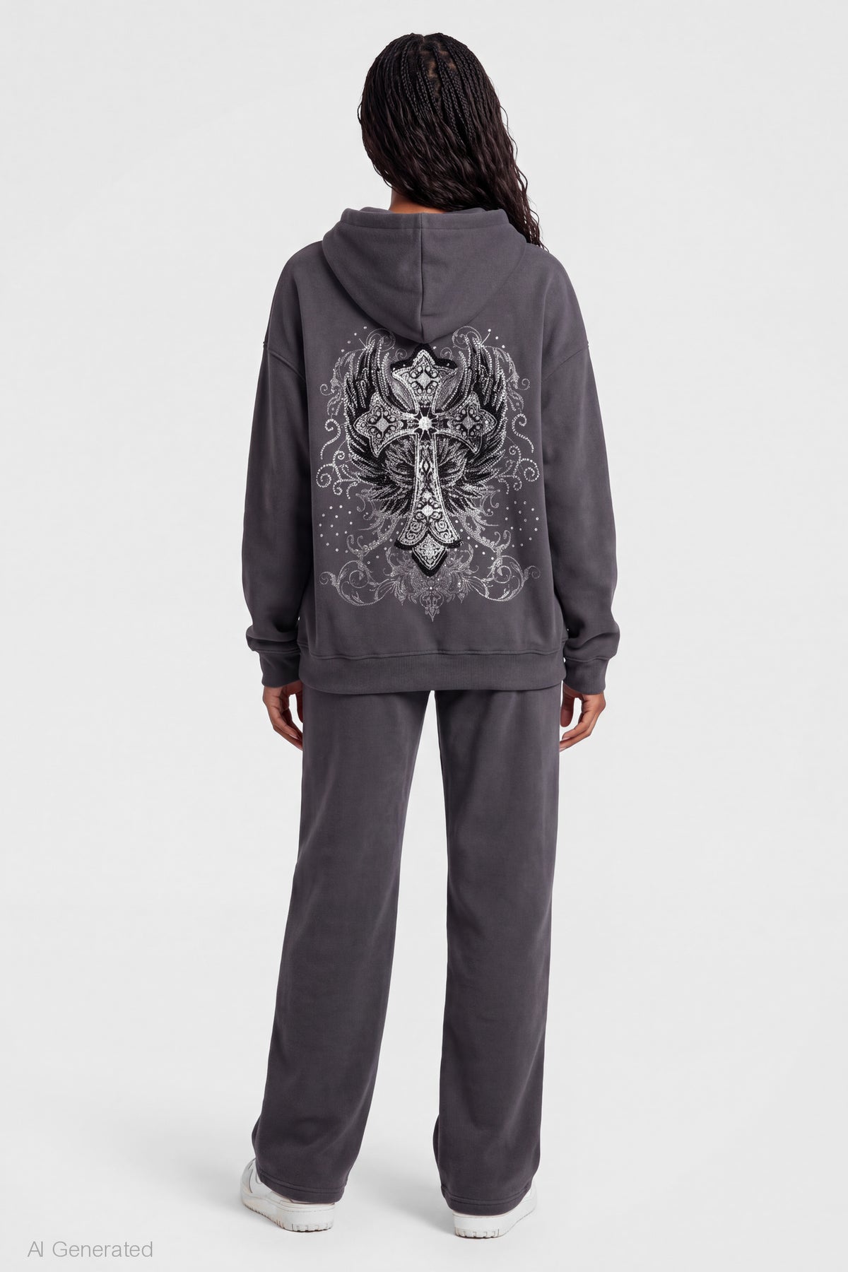 Alt View 2. Graphic Wide Leg Jogger - Charcoal