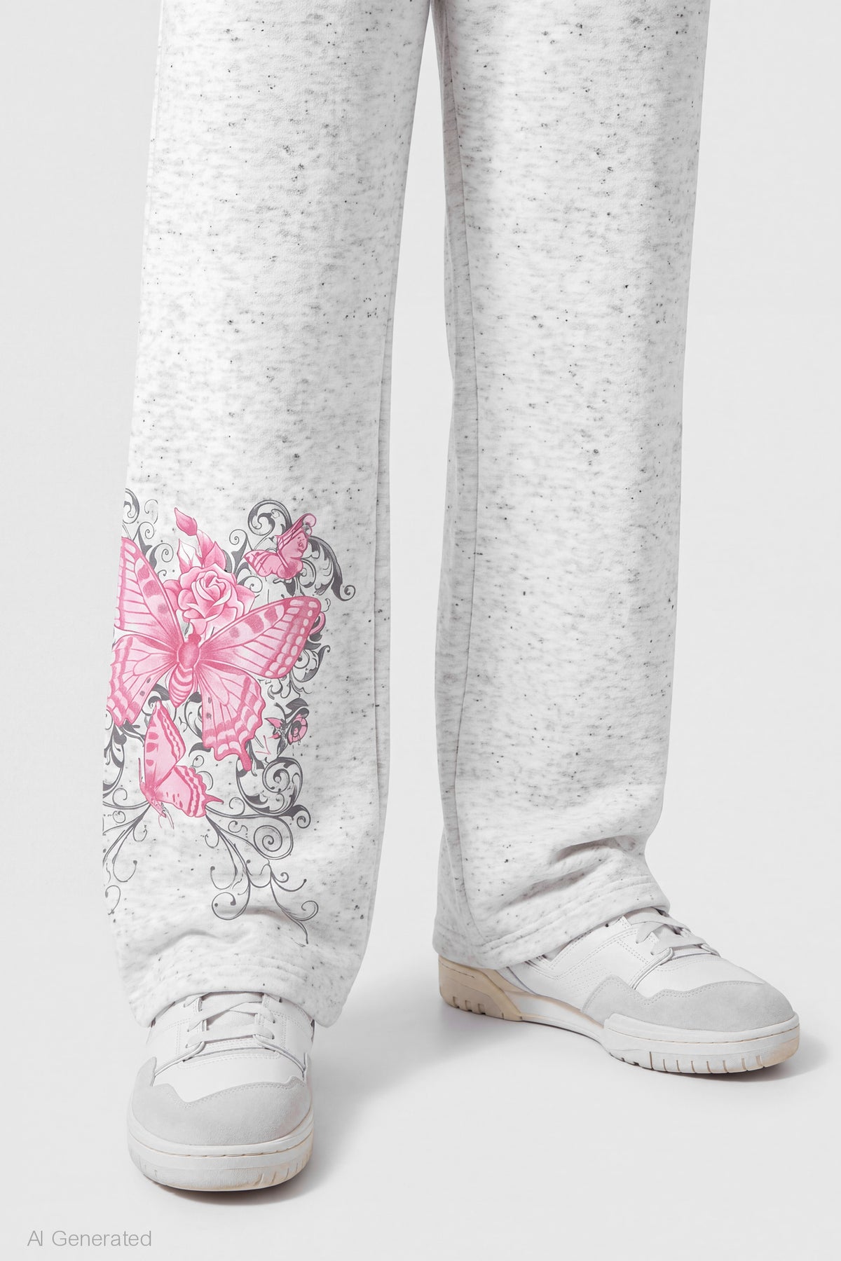 Alt View 4. Graphic Wide Leg Jogger - Light Grey