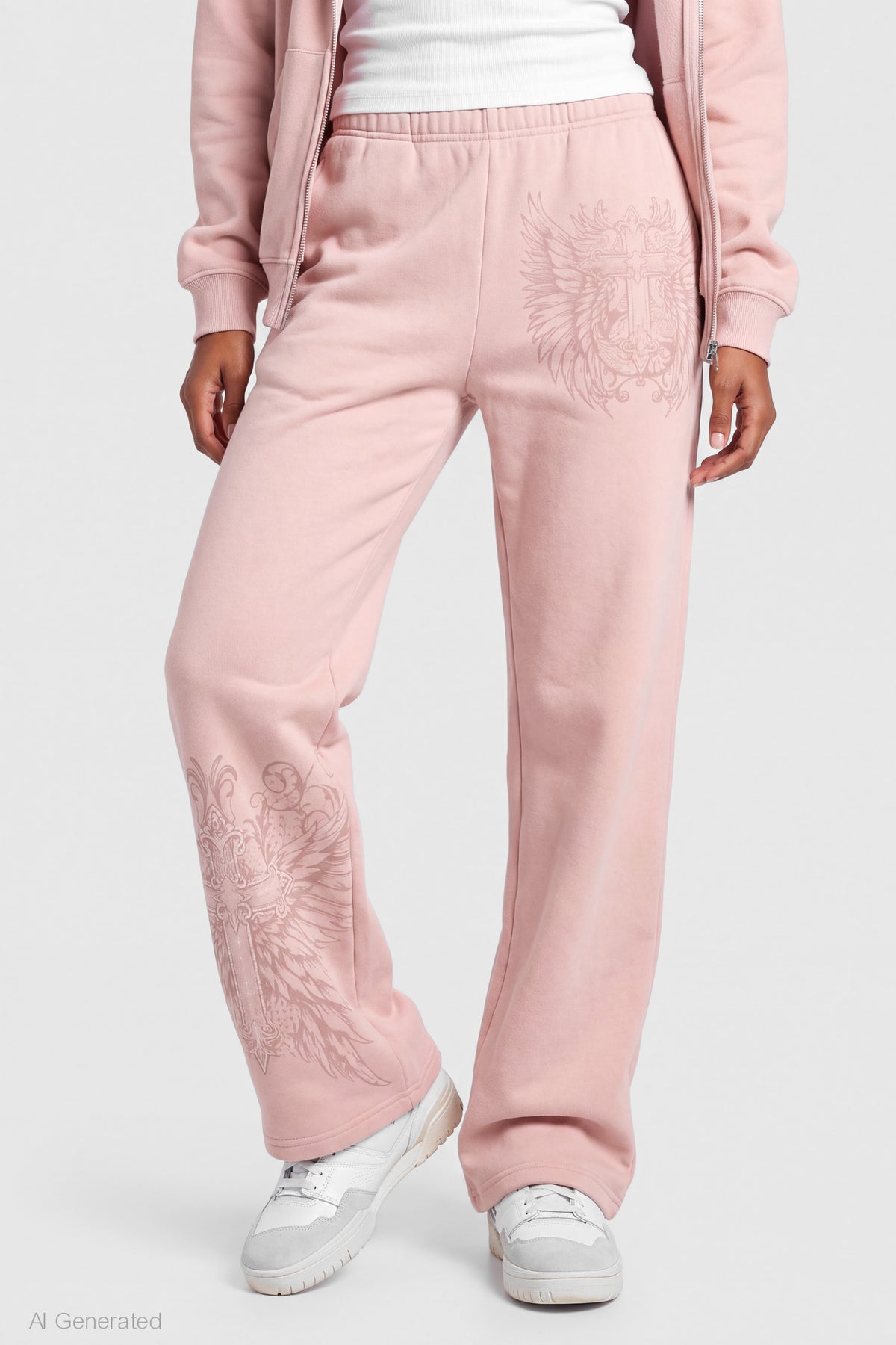 Alt View 3. Graphic Wide Leg Jogger - Cream