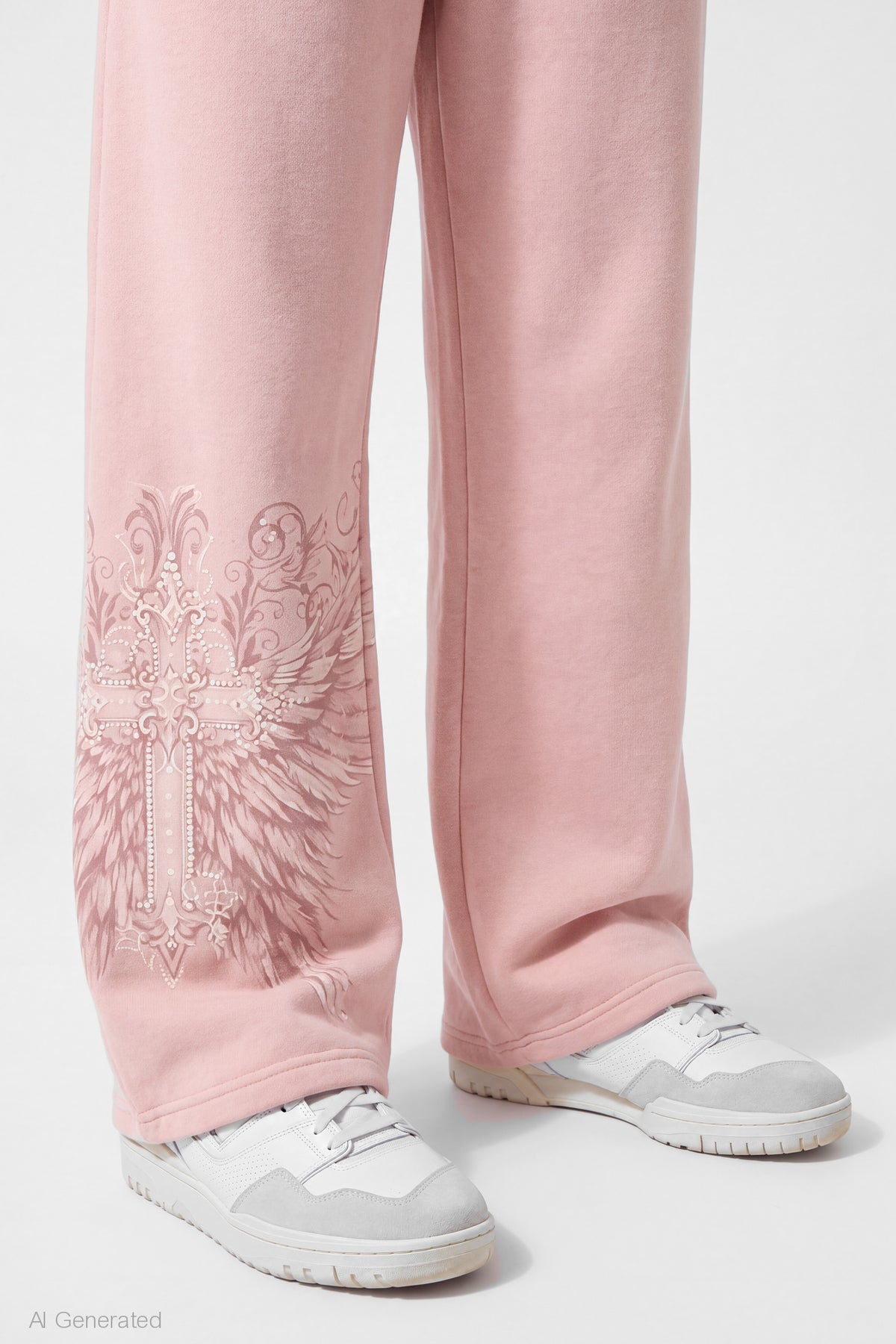 Alt View 4. Graphic Wide Leg Jogger - Cream