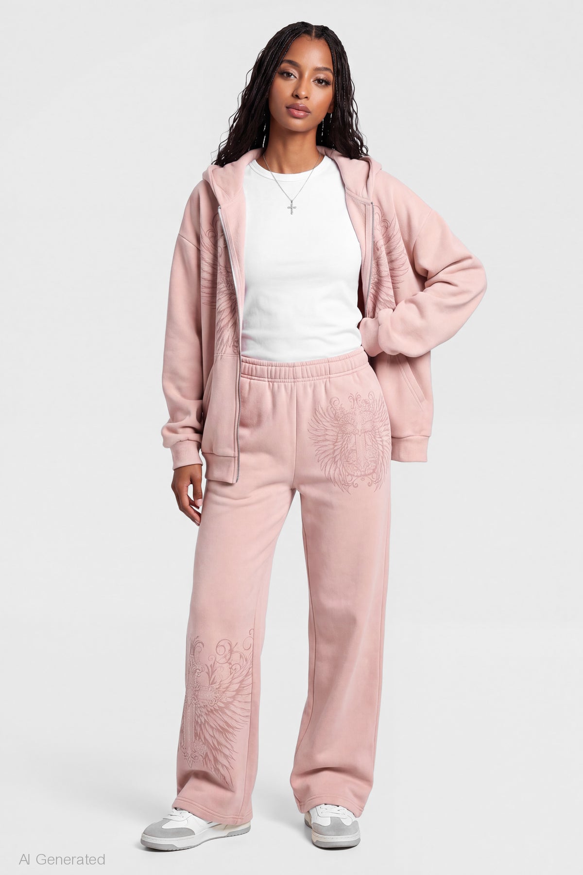Graphic Wide Leg Jogger - Cream