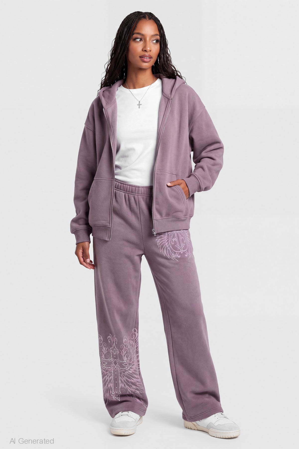 Graphic Wide Leg Jogger - Purple